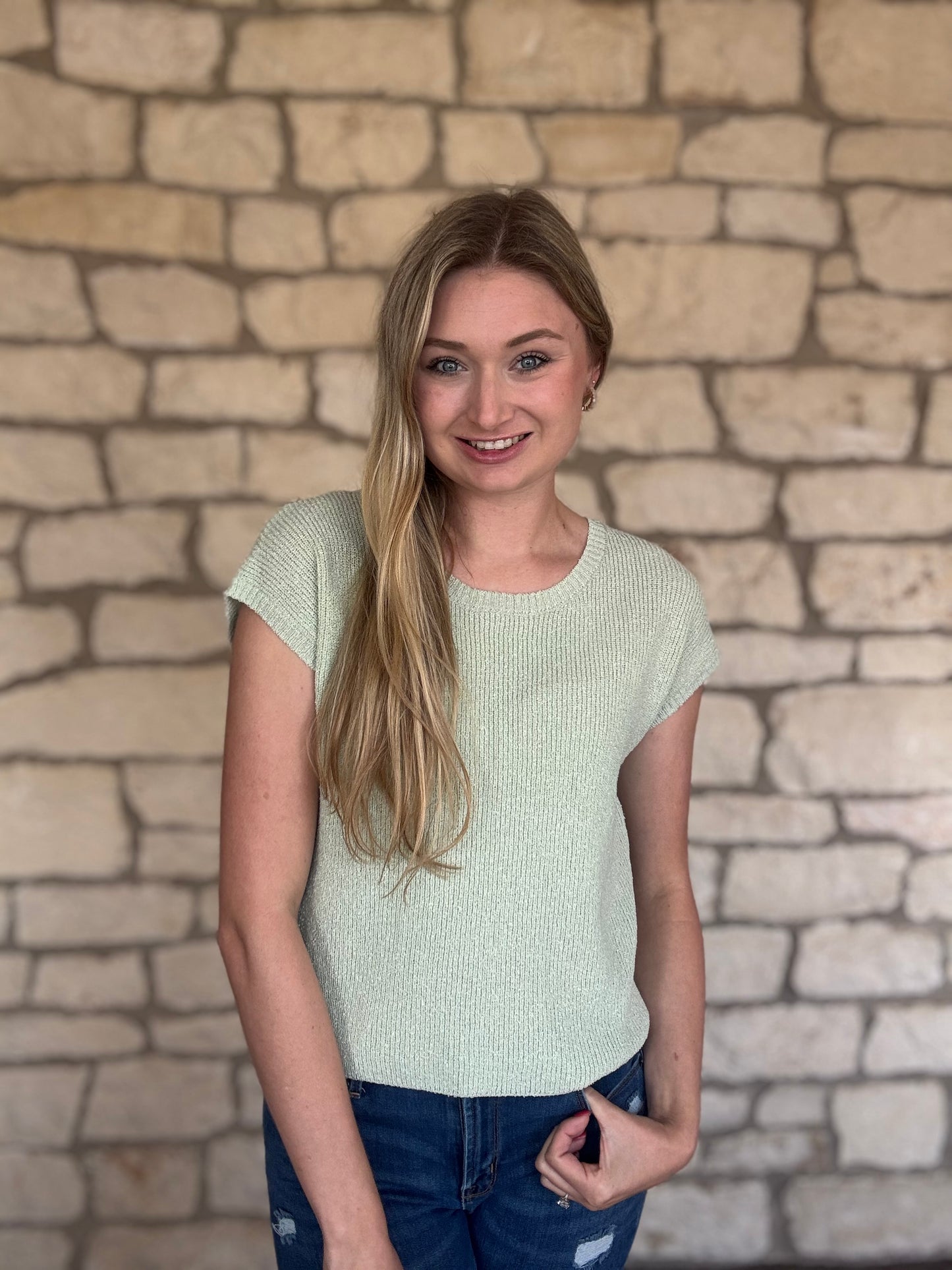 Tulle Bow Sweater Shirt- Sage