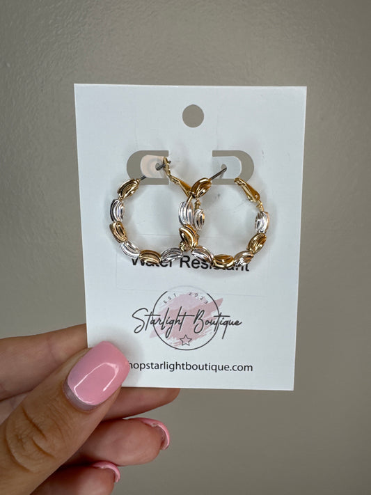 Gold and Silver Textured Hoops