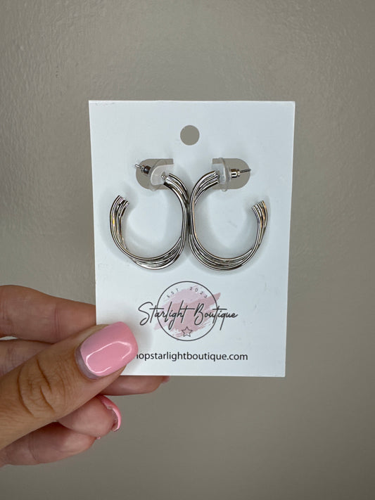 Silver Twist Hoops