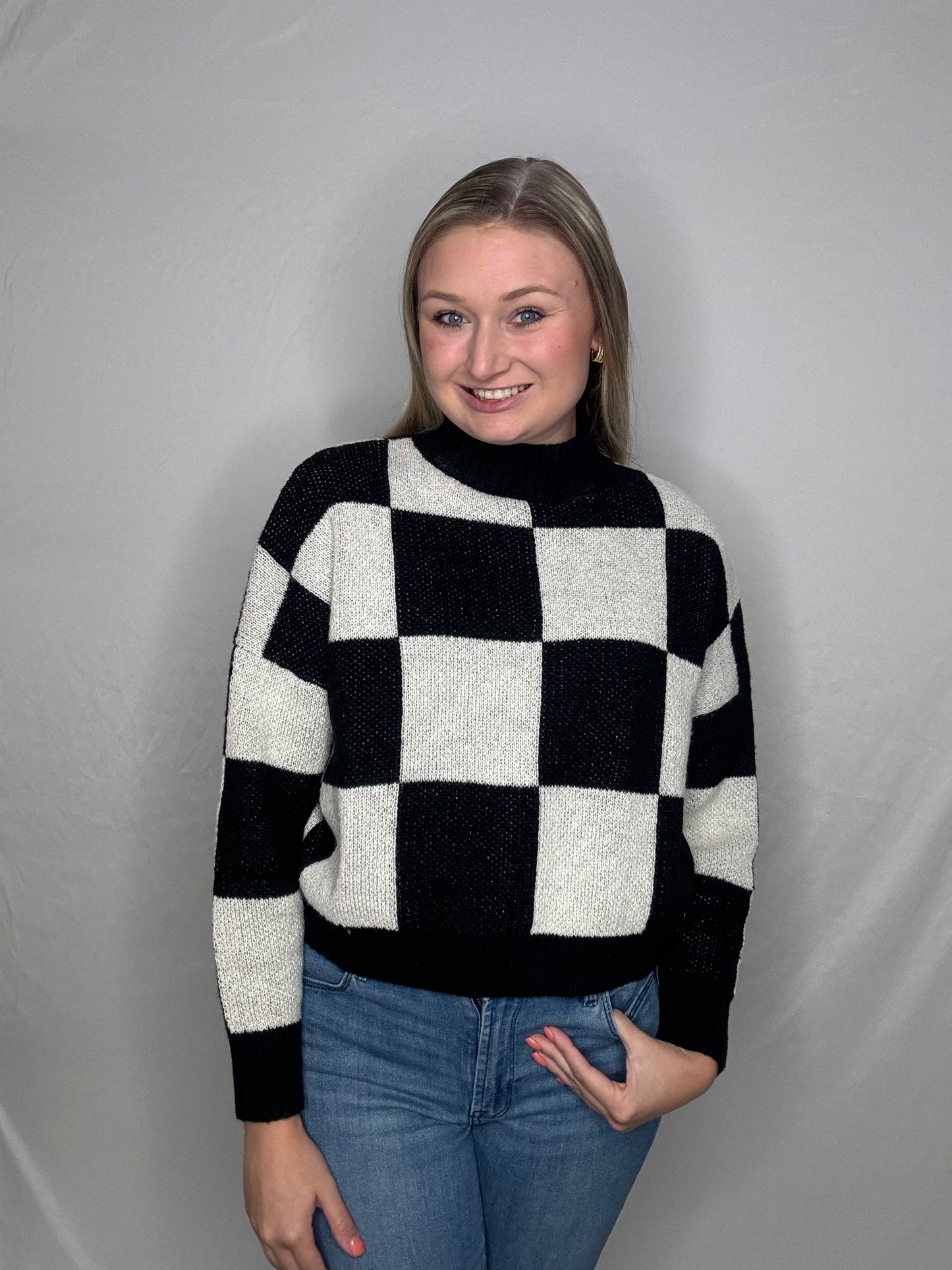 Black and White Checkered Sweater