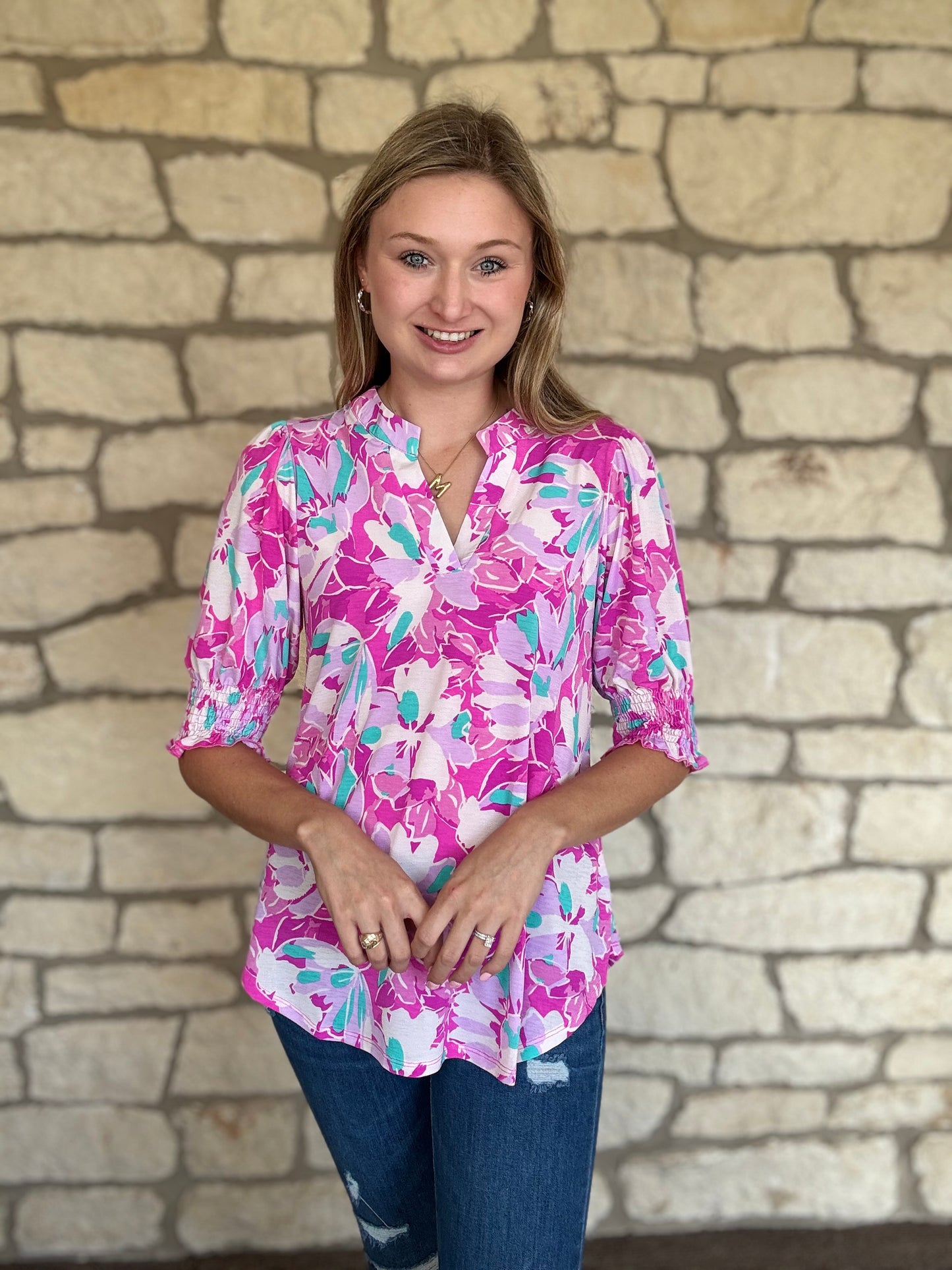 Lauren 3/4 Sleeve Floral Top
