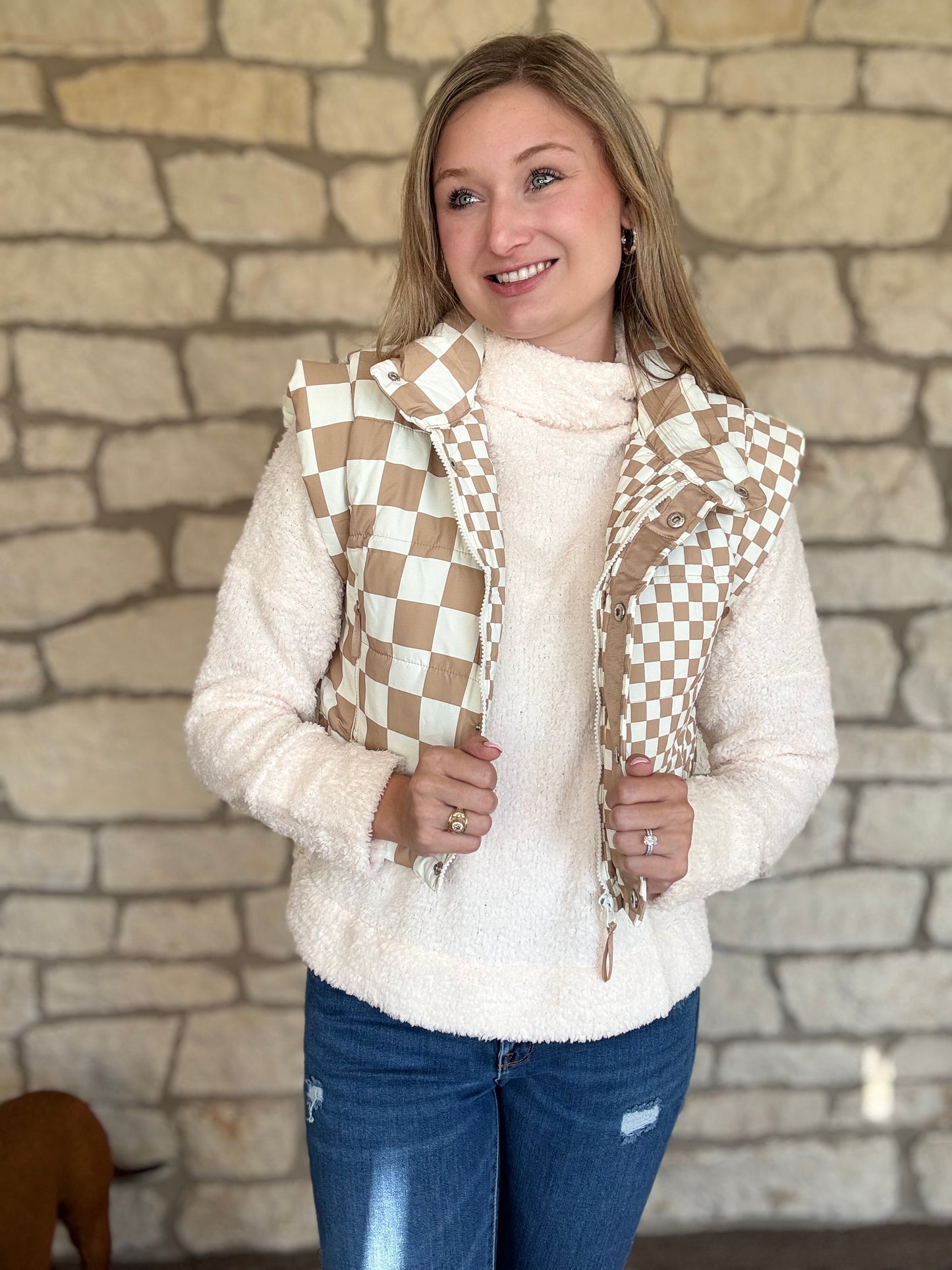 Checkered Cropped Vest