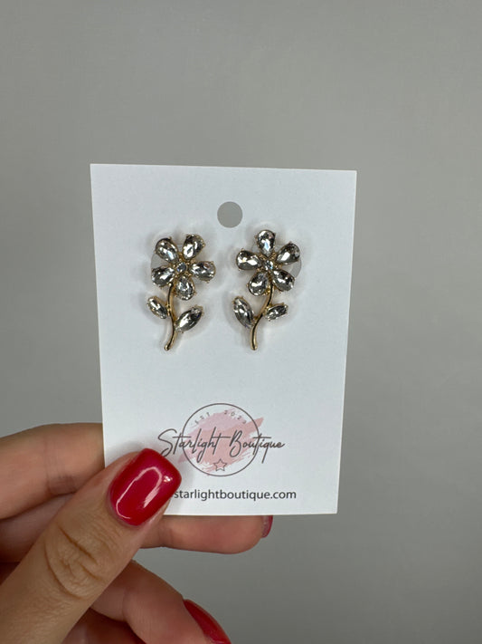 Crystal Flower Studs
