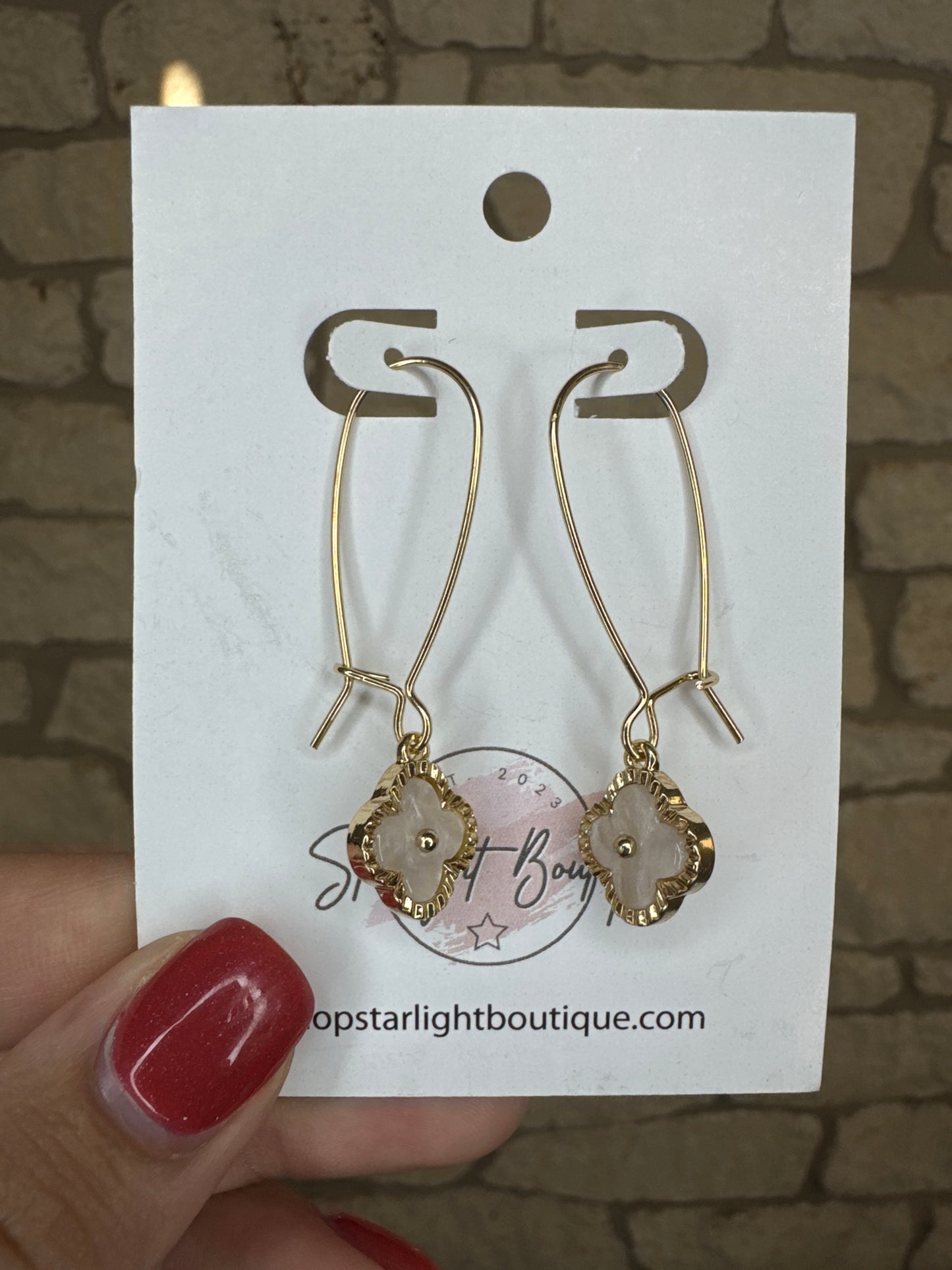 White Clover Drop Earrrings