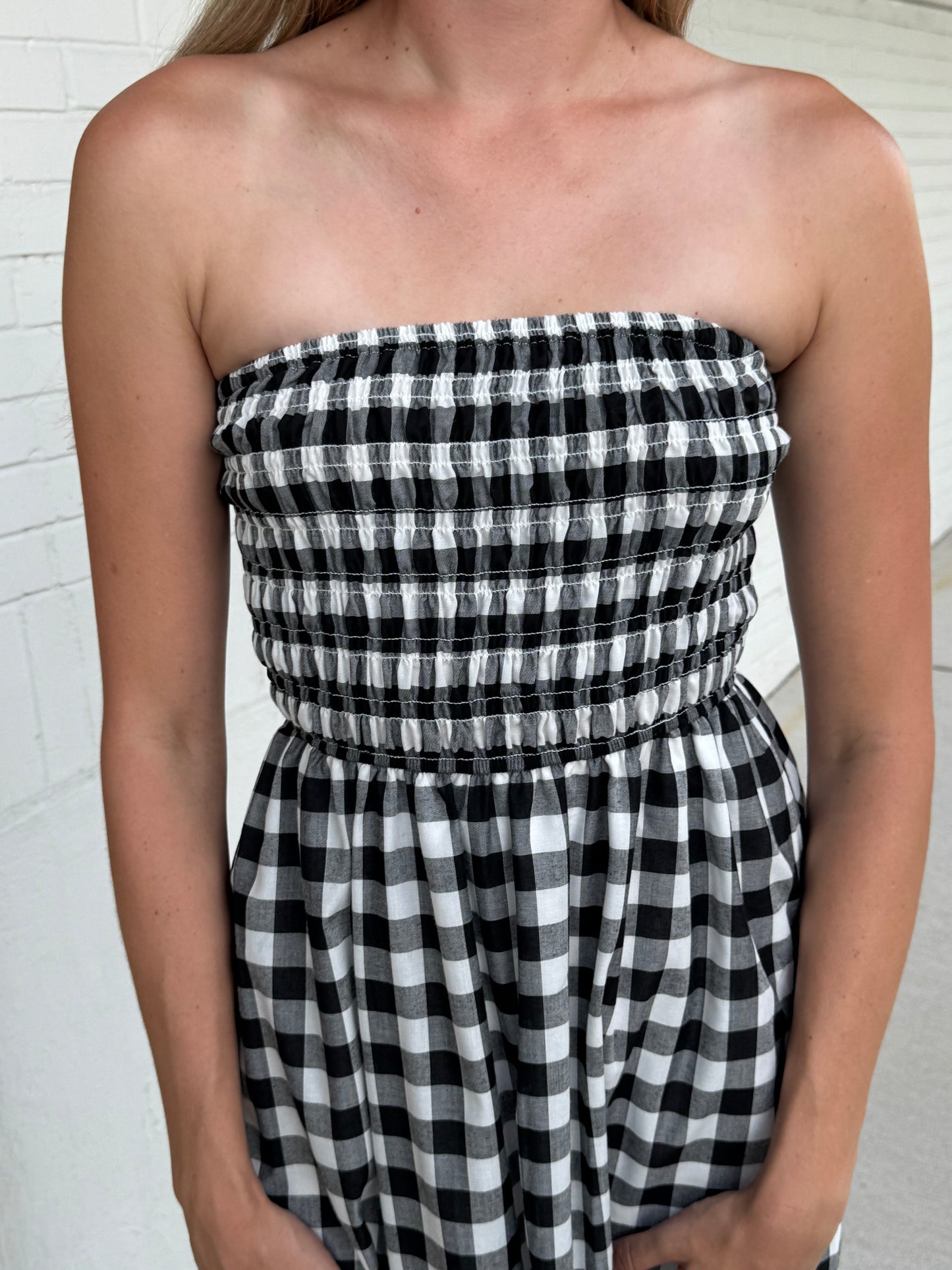 Rory Strapless Gingham Dress