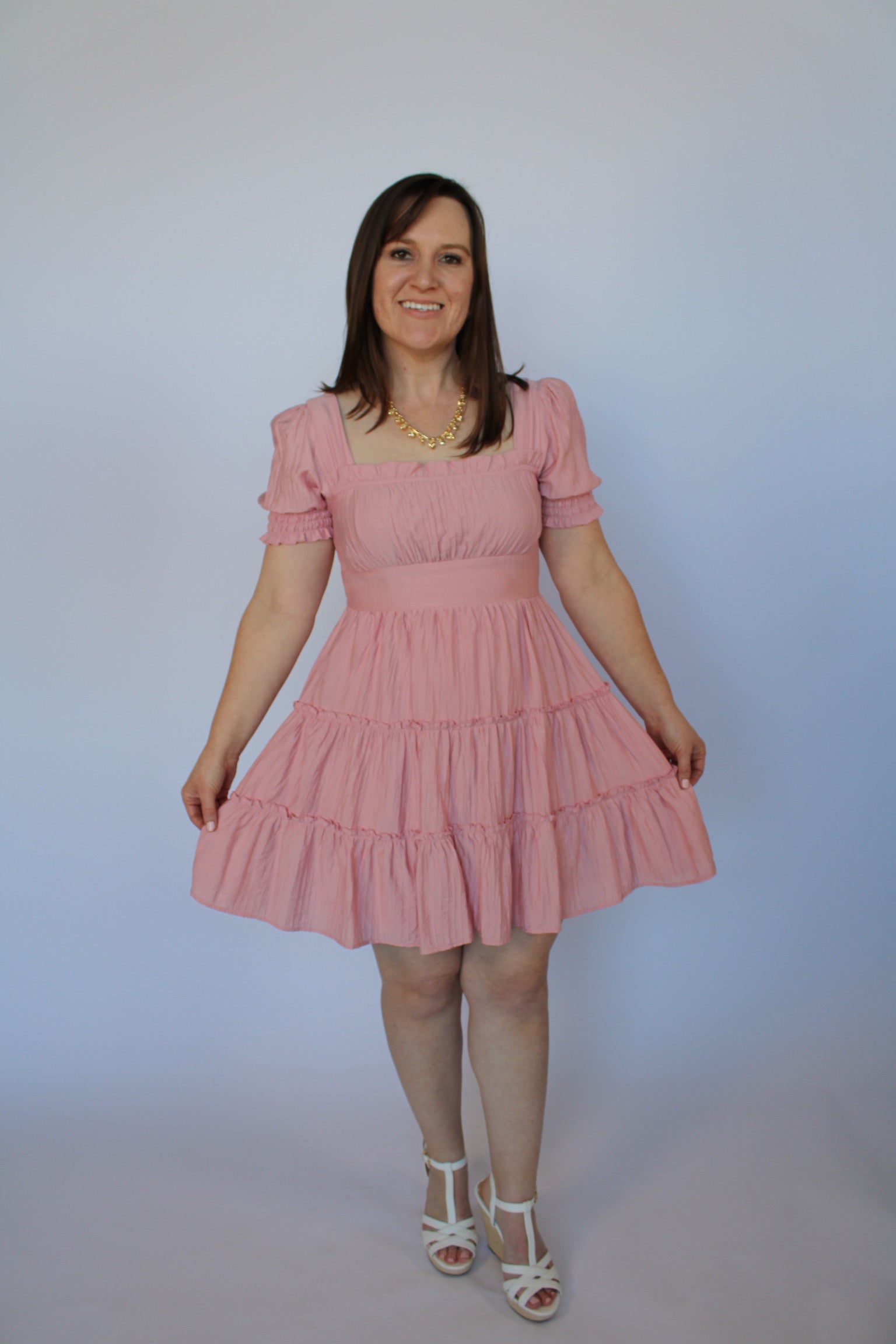 light pink boutique dress Luna Strapless Tiered Maxi Dress - Light Pink Large | Women's Online Boutique | Boho Chic Style
