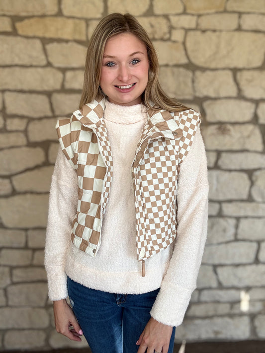 Checkered Cropped Vest