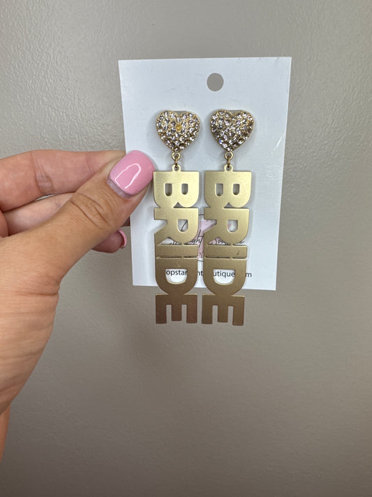 Metal Bride Heart Earrings