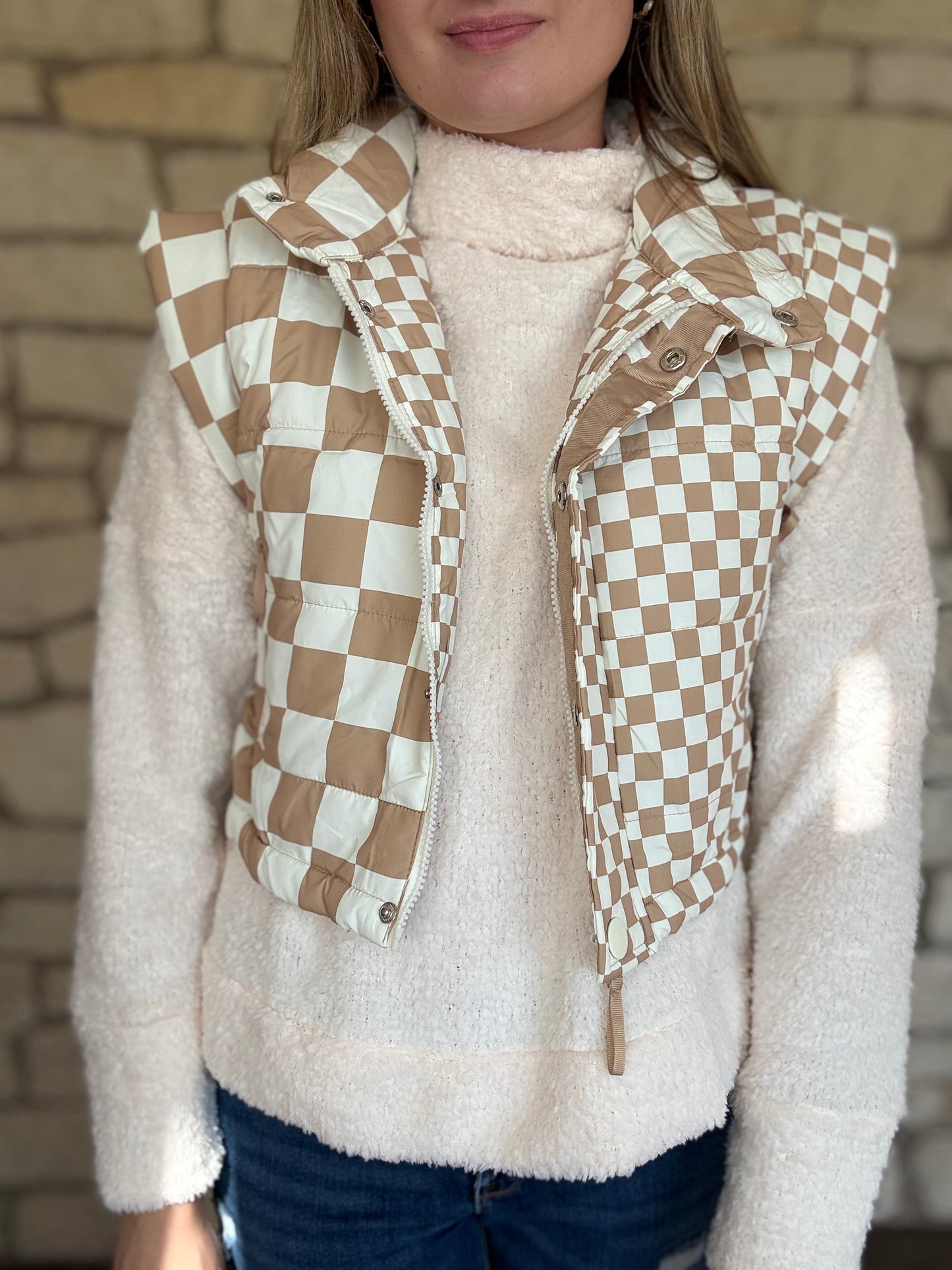 Checkered Cropped Vest
