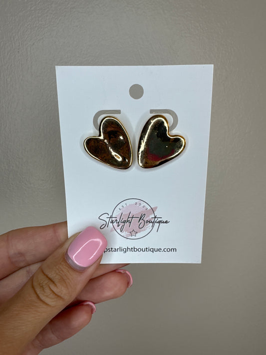 Hammered Heart Studs