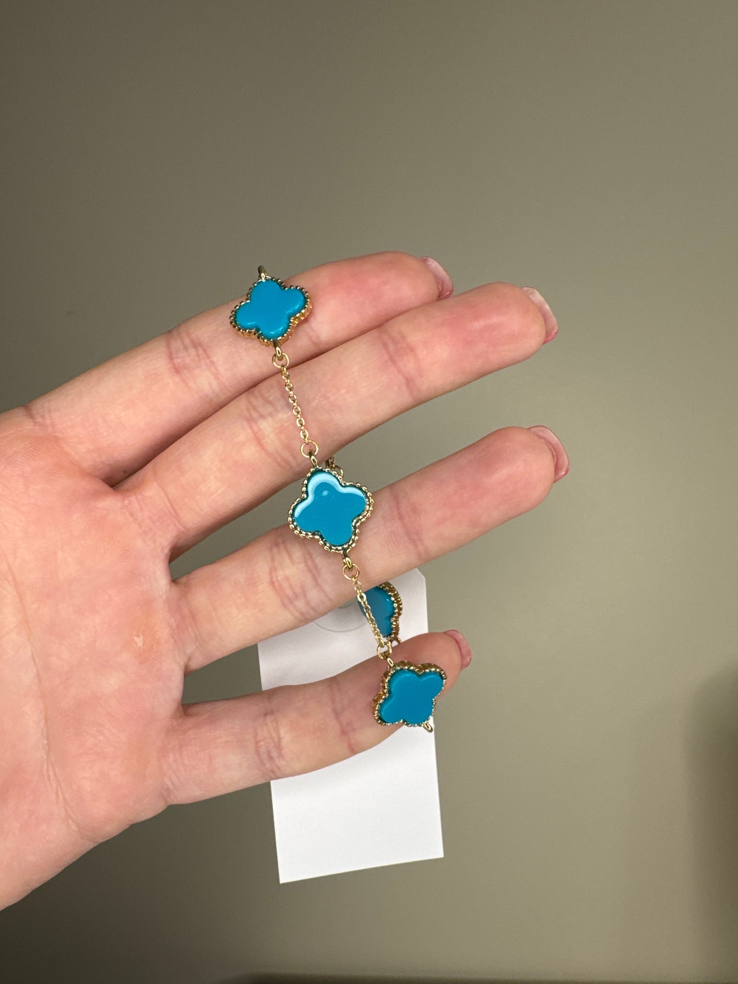 Turquoise Chain Clover Bracelet