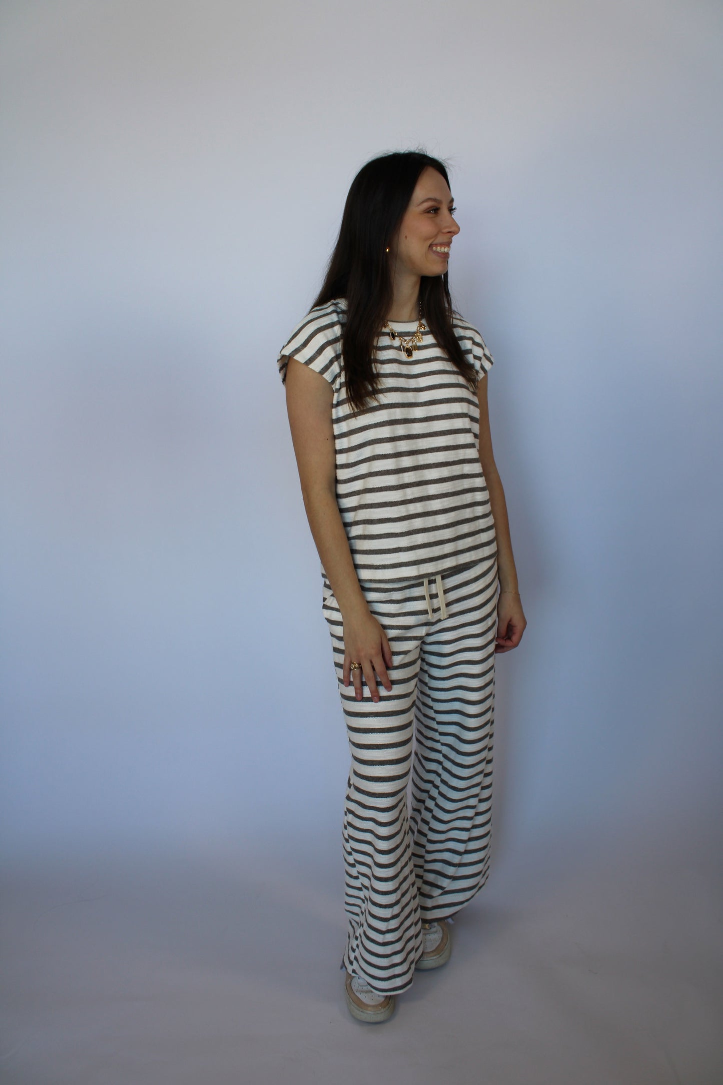 Victoria Striped Drawstring Set