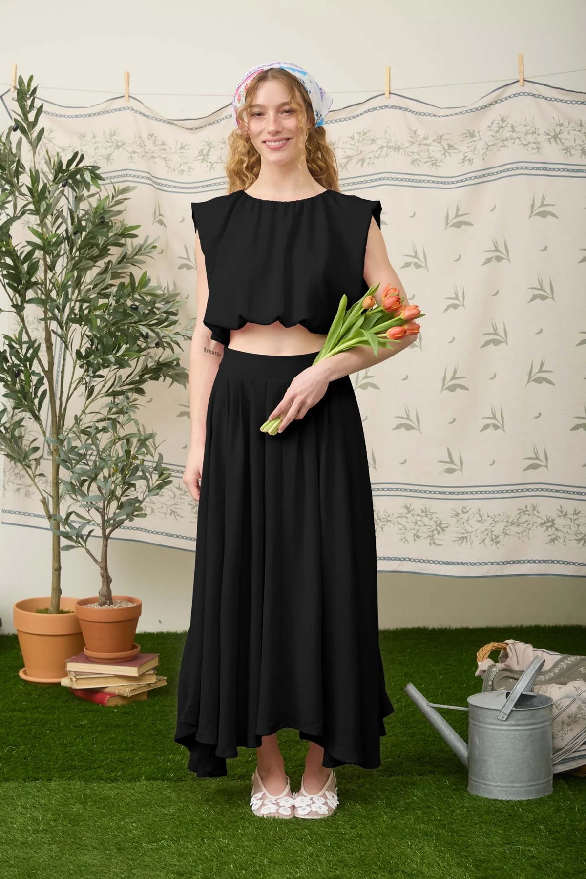 Kaitlyn Black Skirt Set