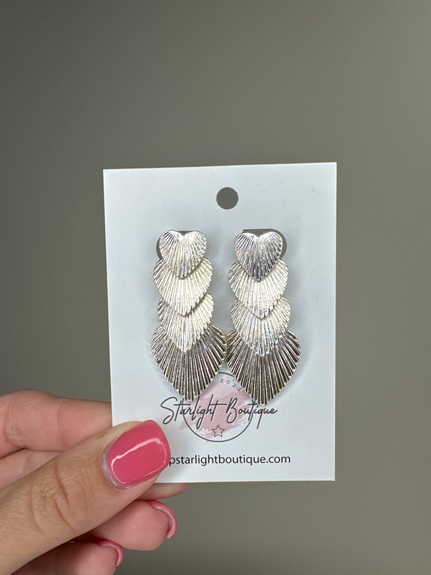 Textured Heart Earrings- Silver