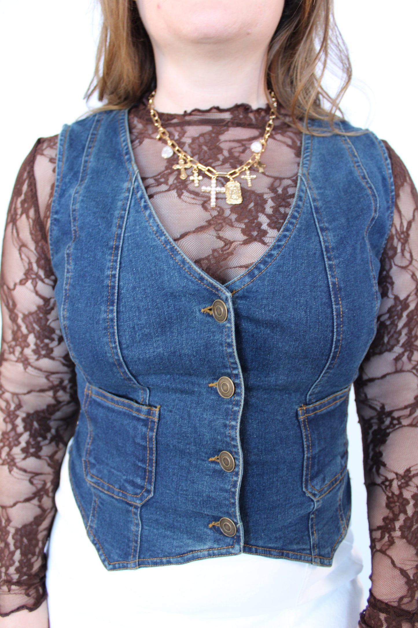 Round Up Denim Split Top