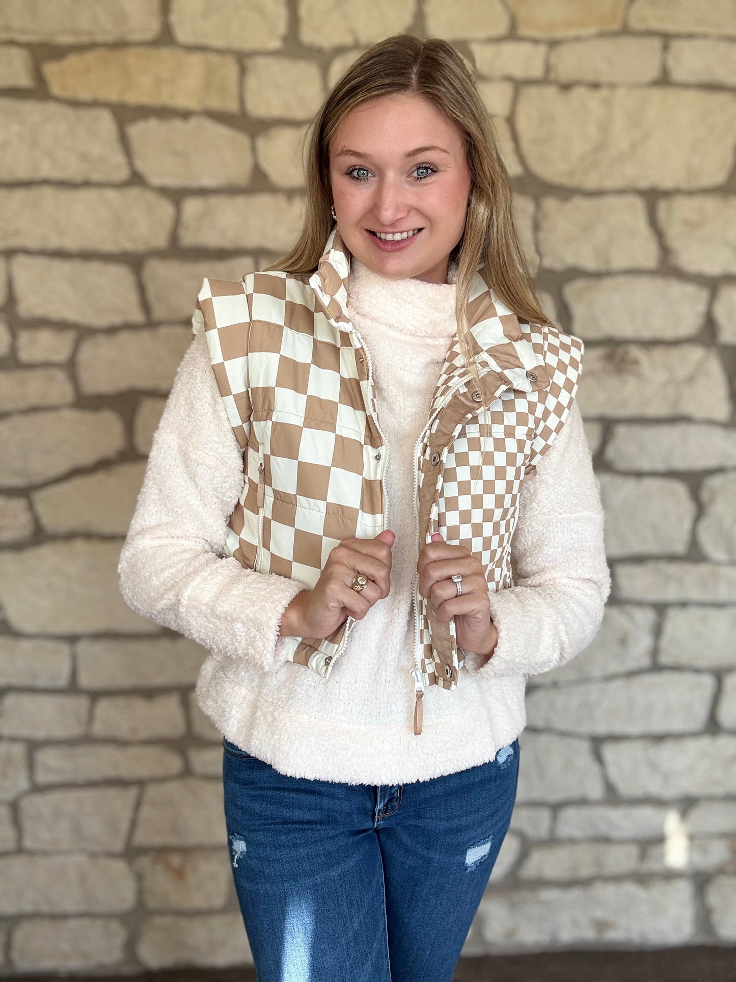 Checkered Cropped Vest