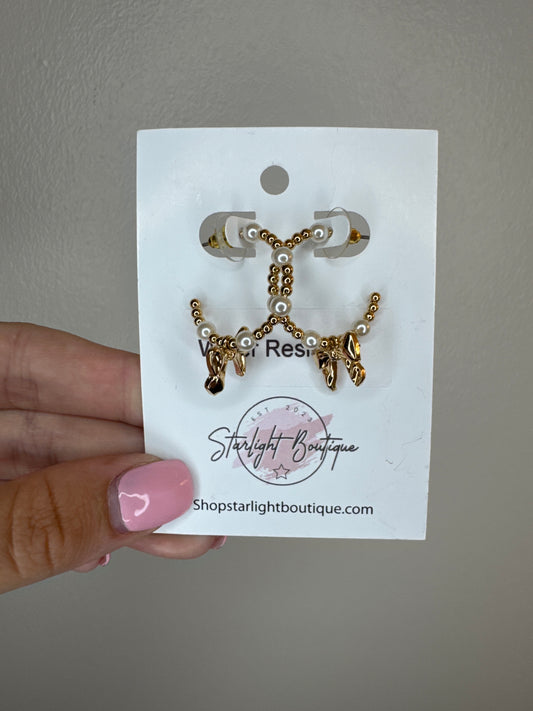 Pearl Bow Hoops