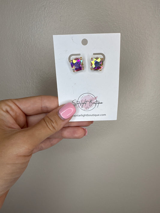 Iridescent Square Studs