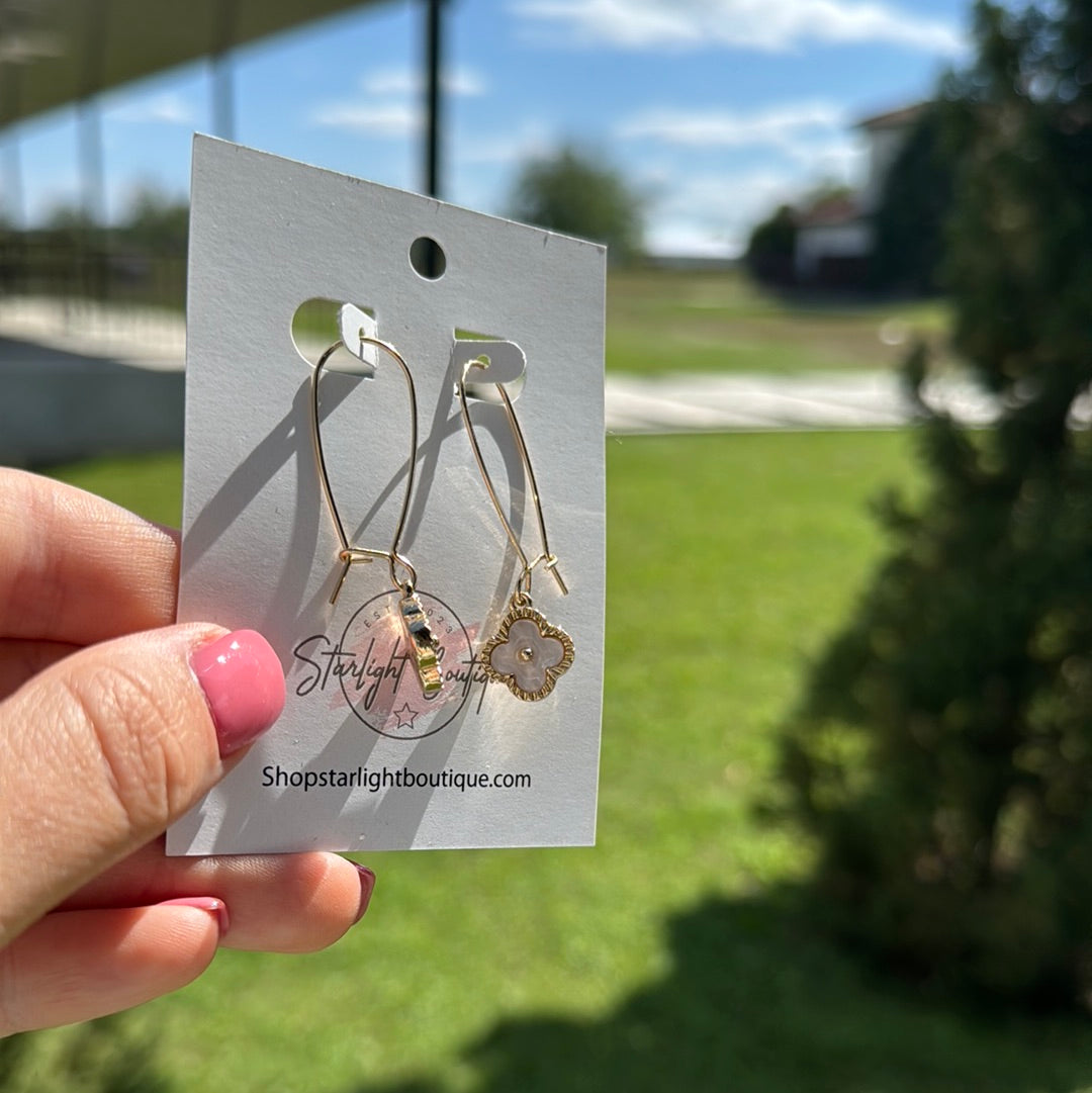 White Clover Drop Earrrings