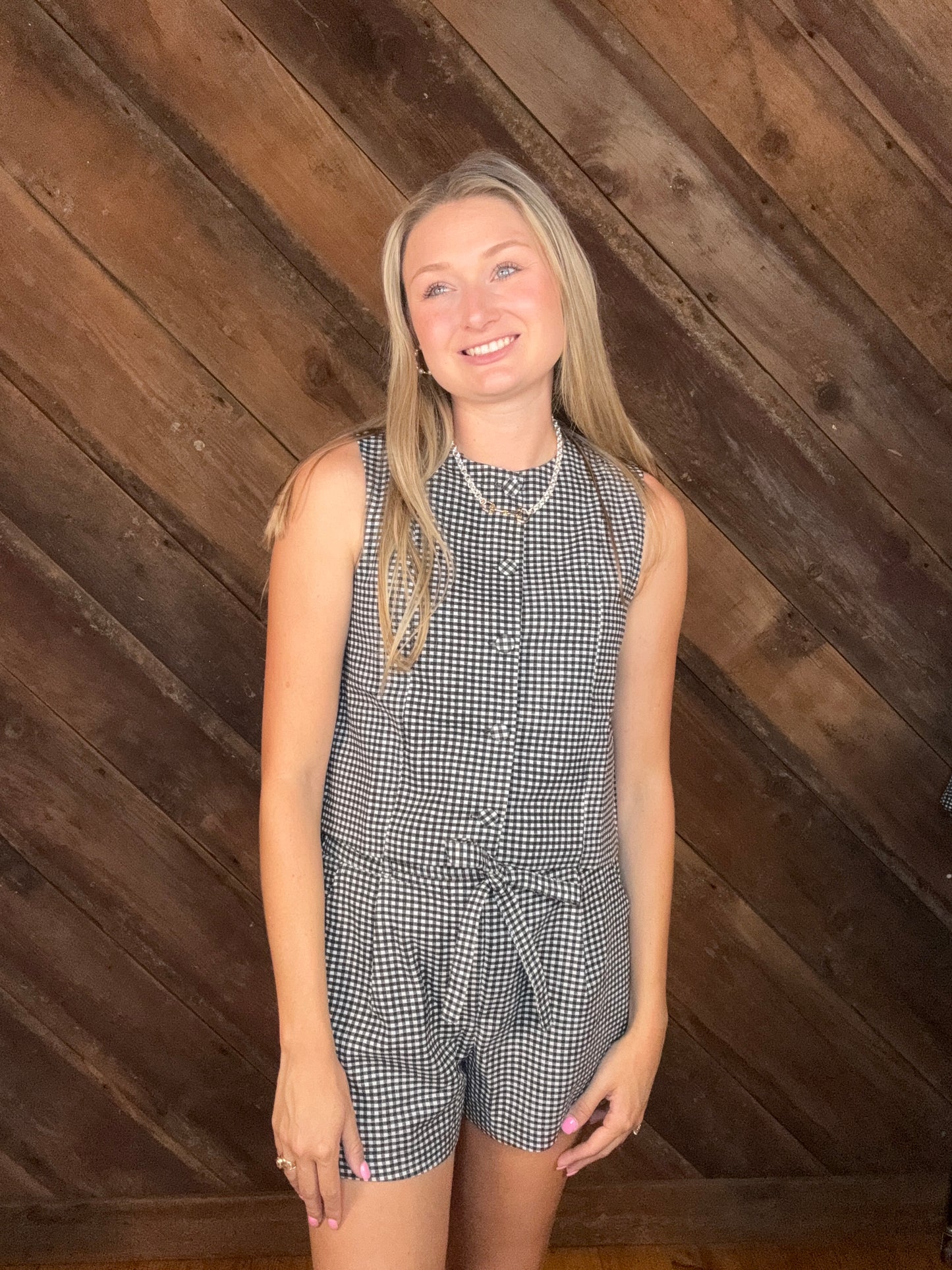 Black Gingham Short Set