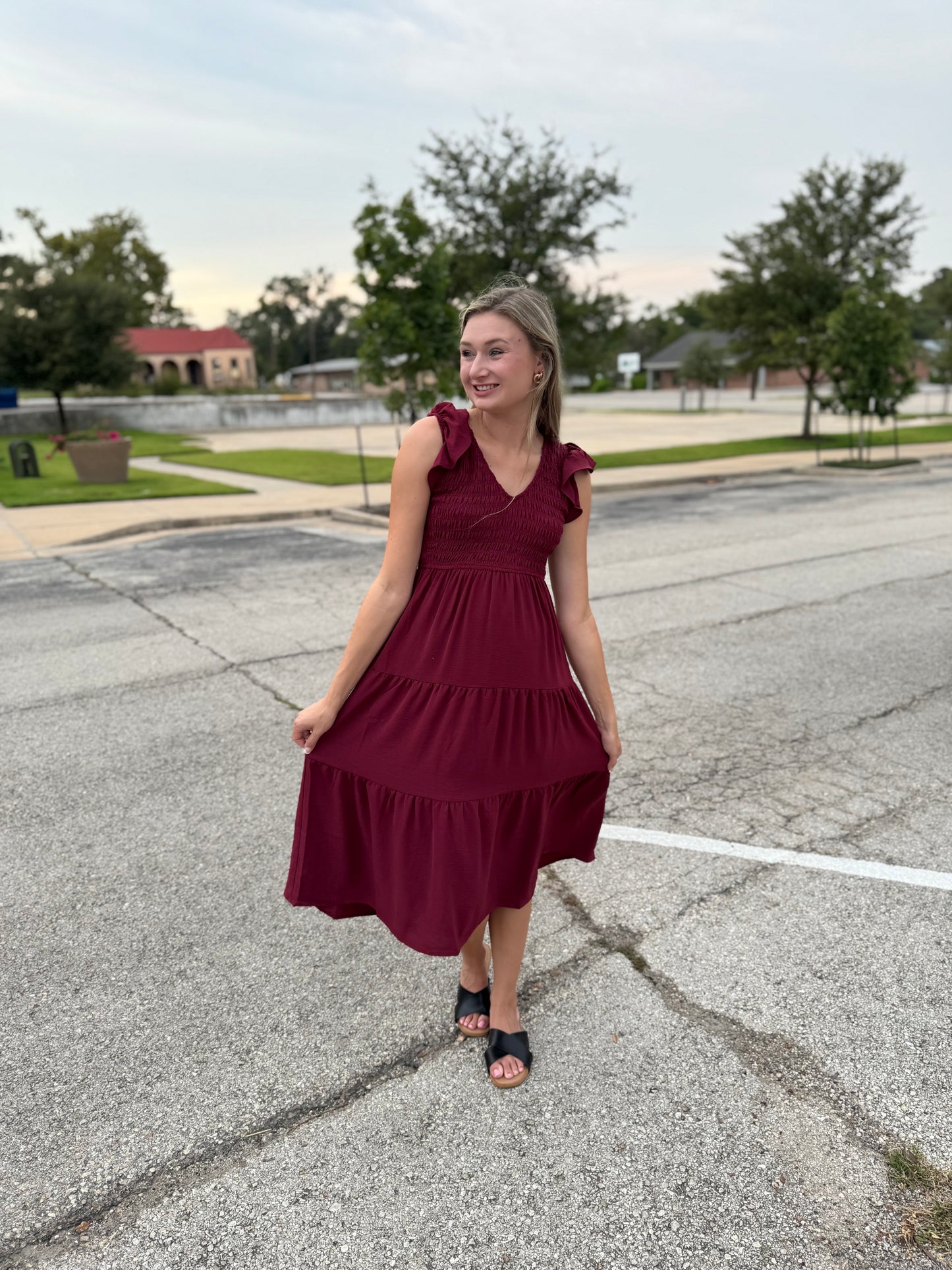 Name of the Game Dress- Maroon