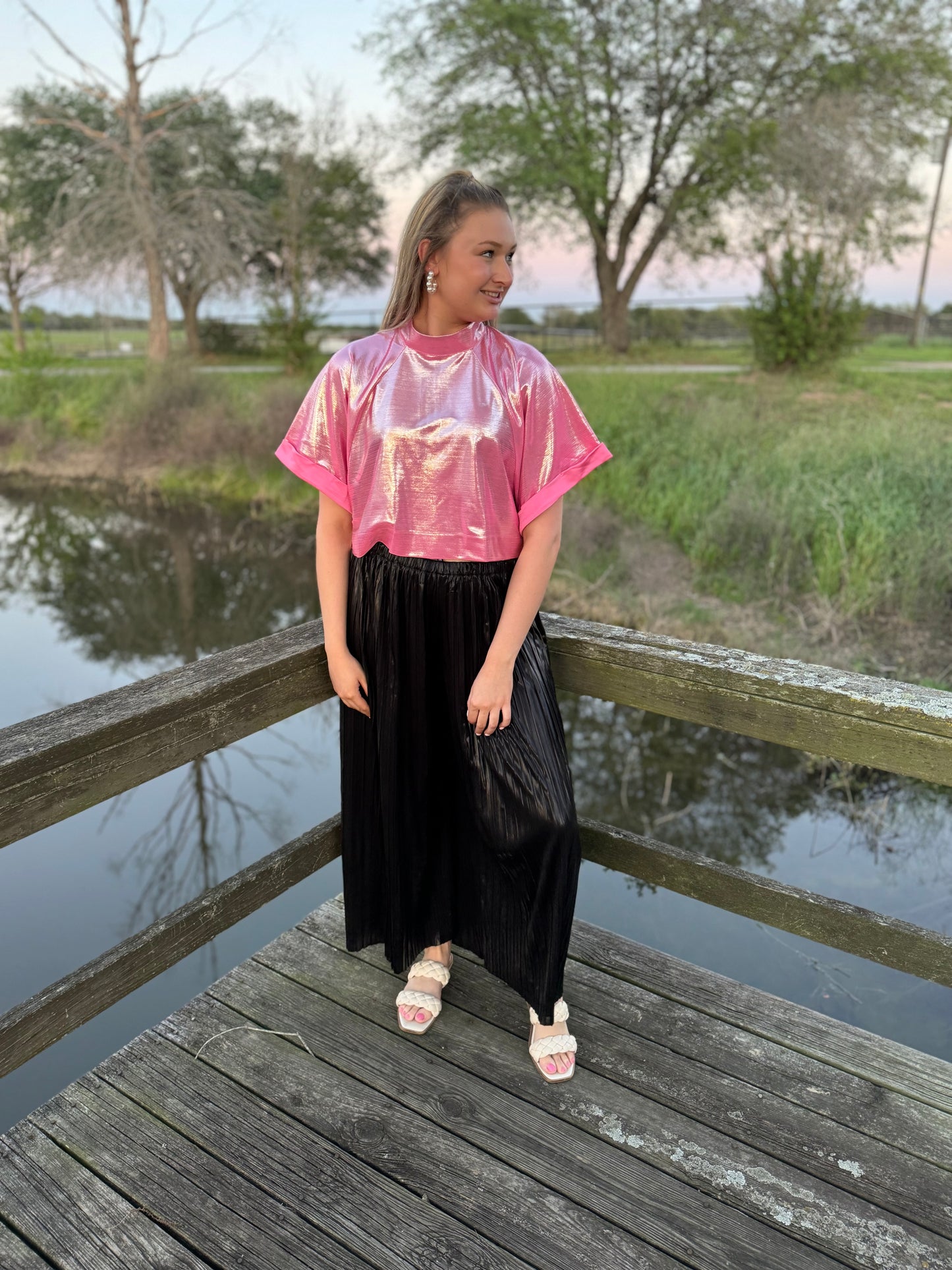 Into The Night Top- Pink