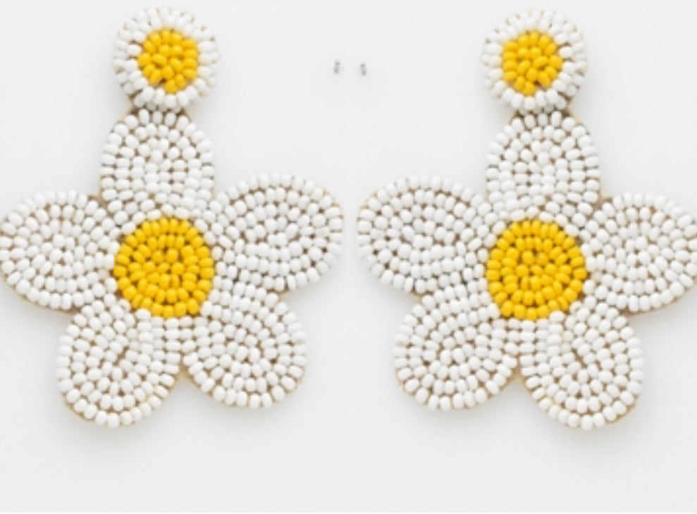 White Flower Earrings
