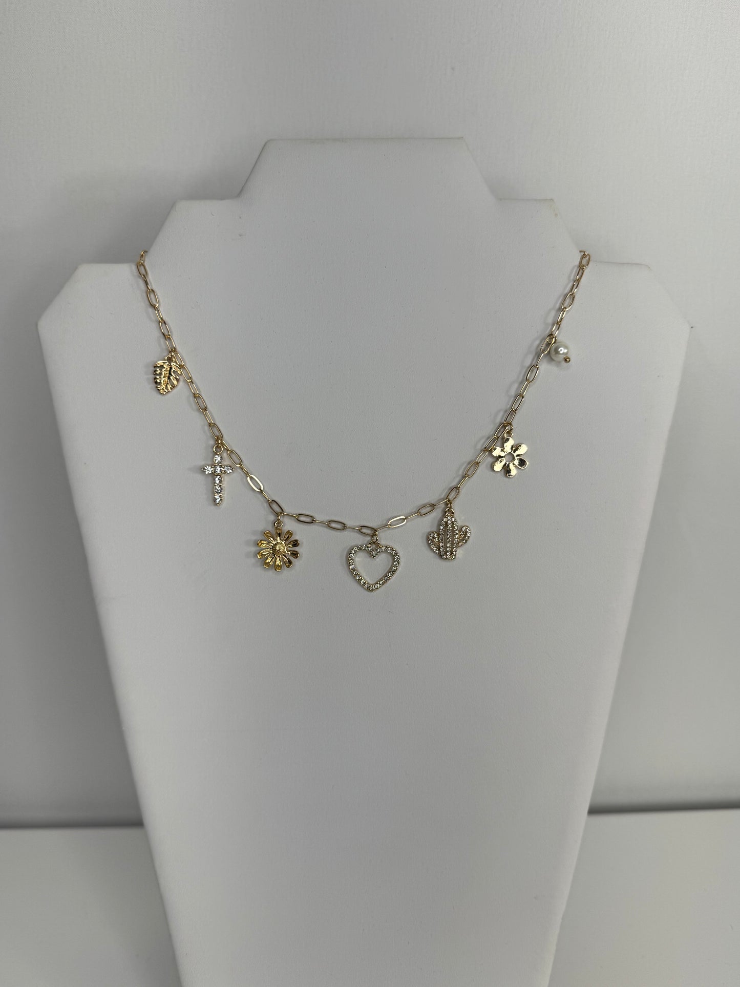 Cactus Charm Necklace- Gold