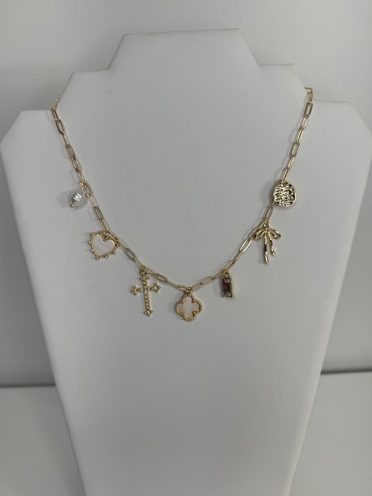 Heart and Bow Charm Necklace