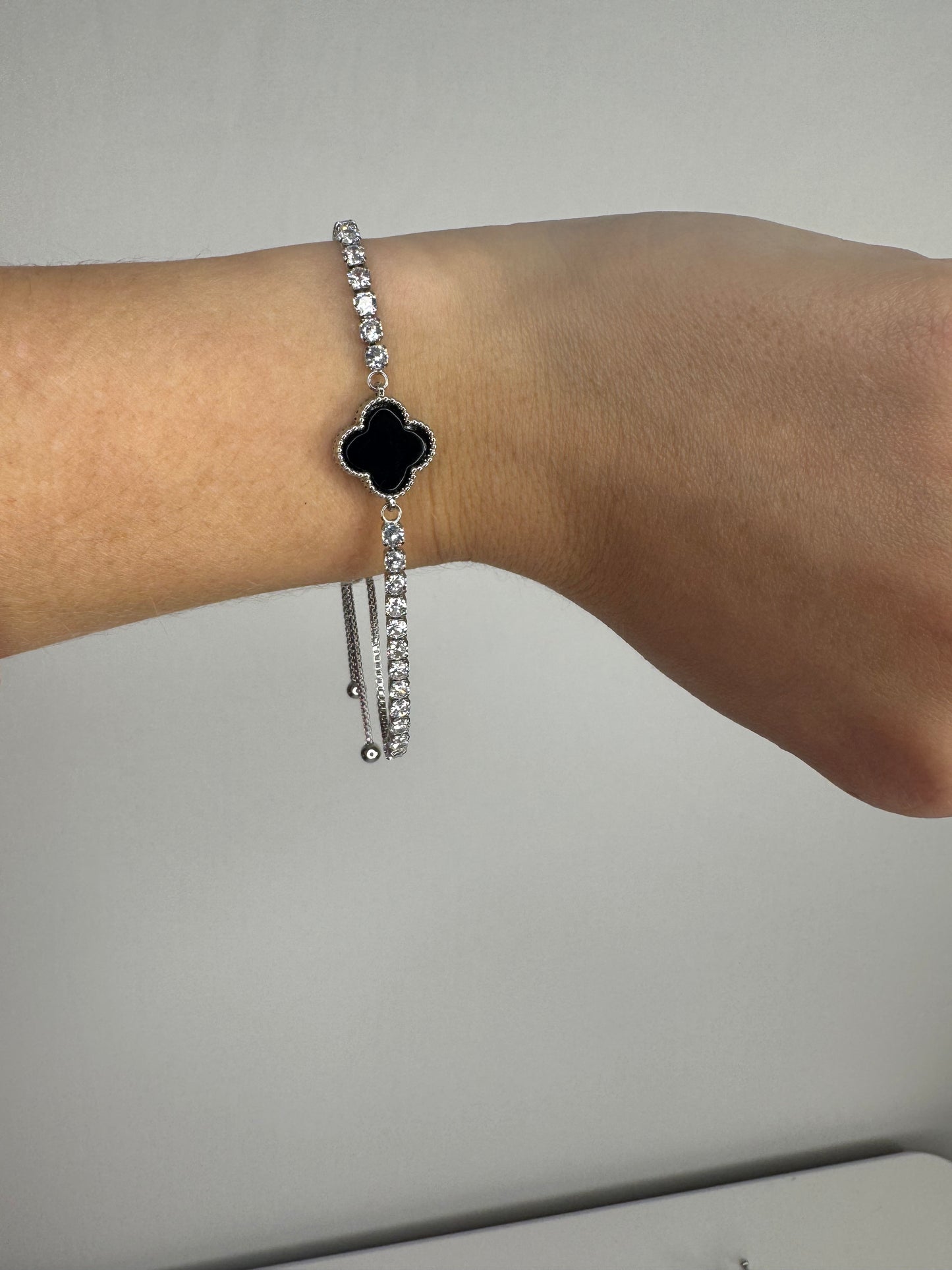 Black Diamond Clover Bracelet