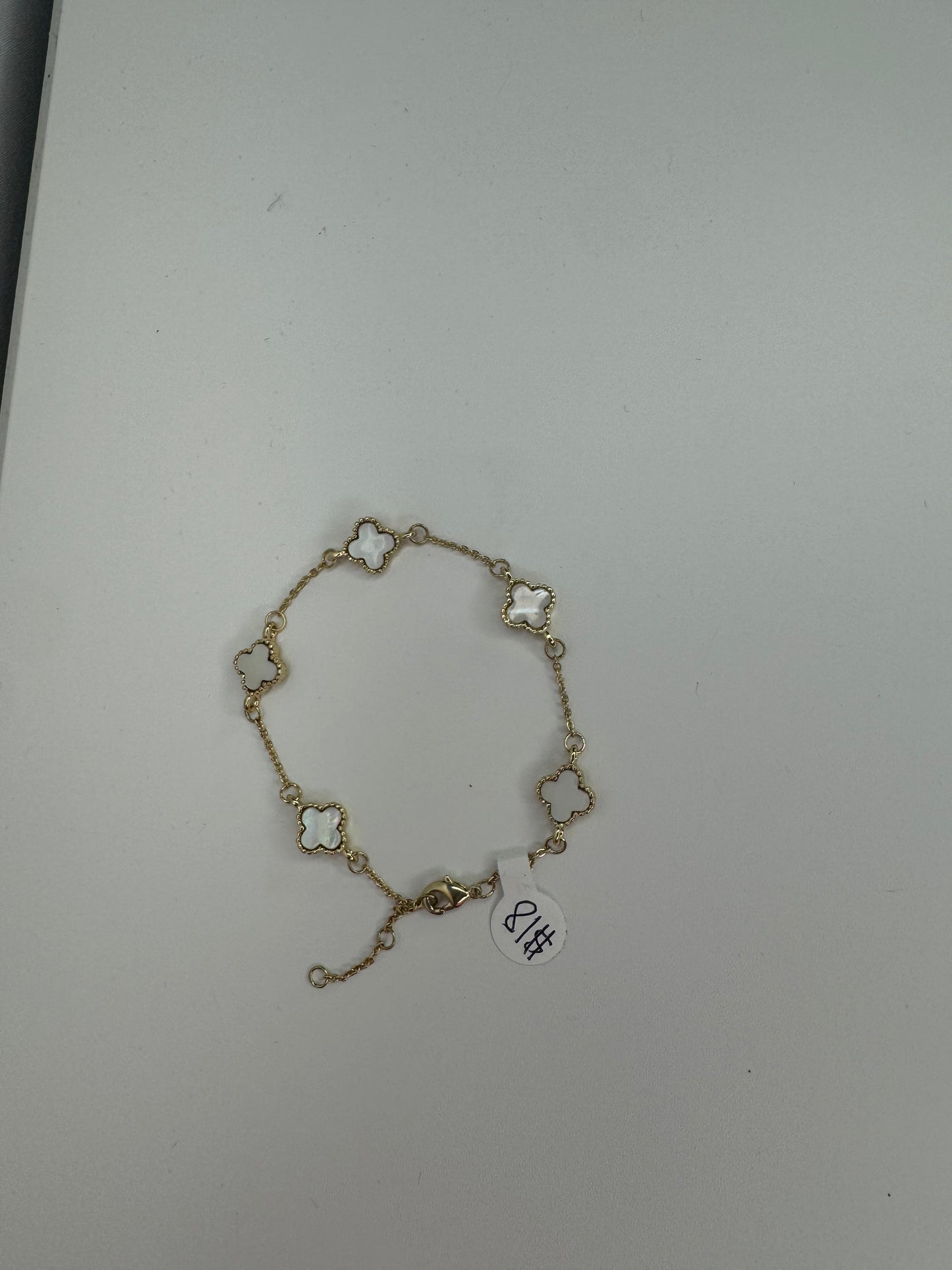 White Chain Clover Bracelet-Gold