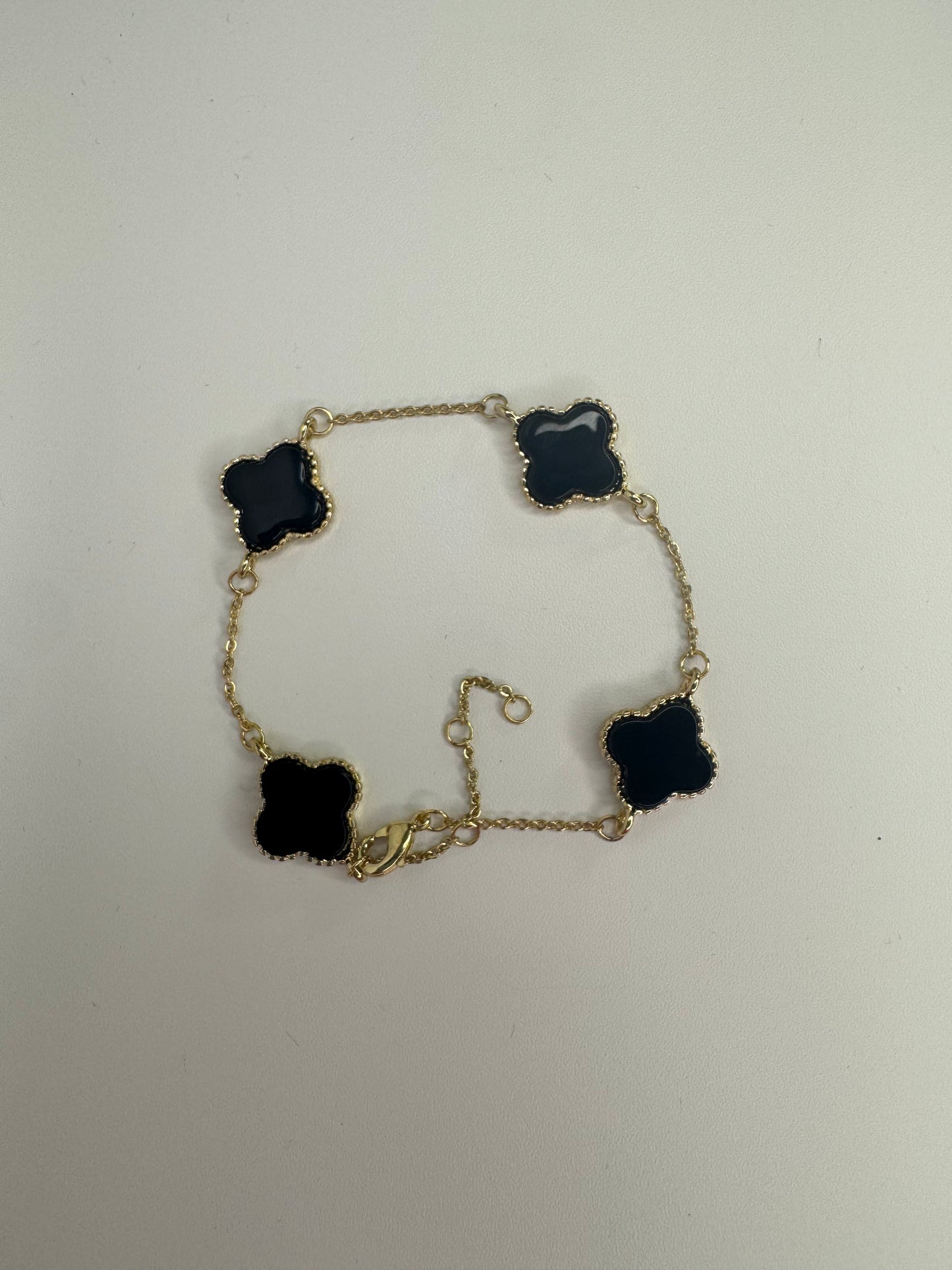 Black Chain Clover Bracelet Large-Gold