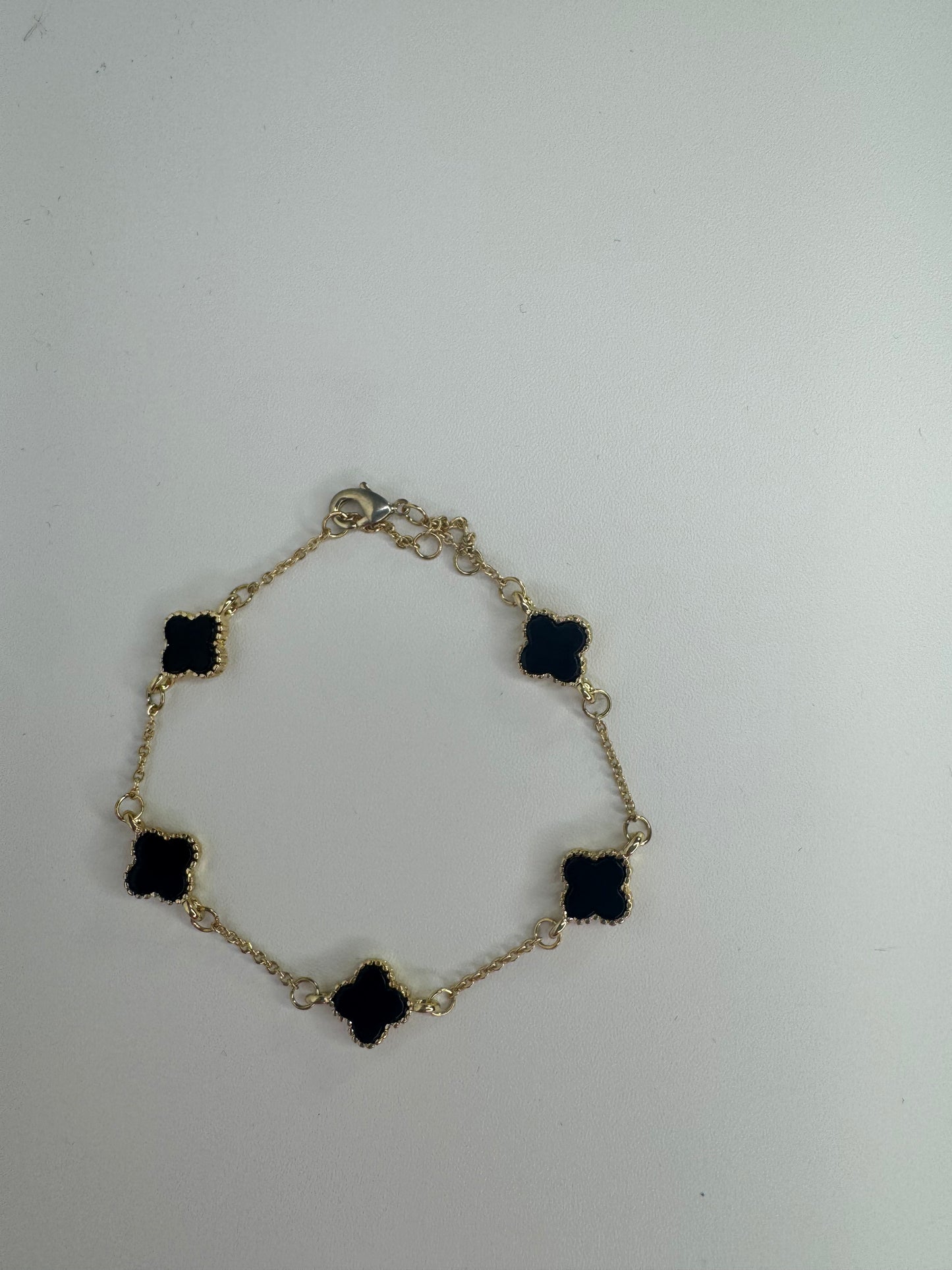 Black Chain Clover Bracelet Small-Gold