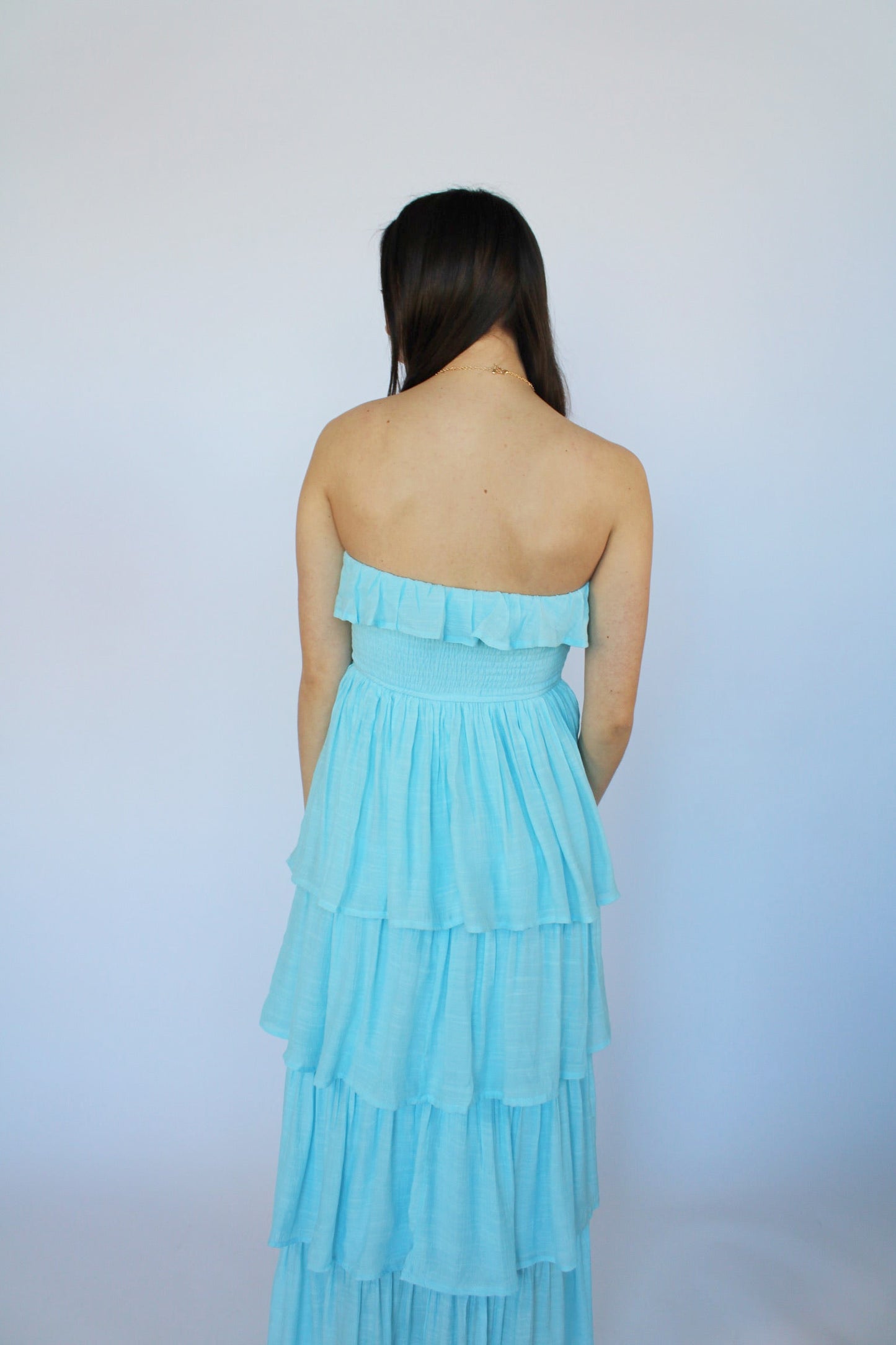 Annie Blue Strapless Dress