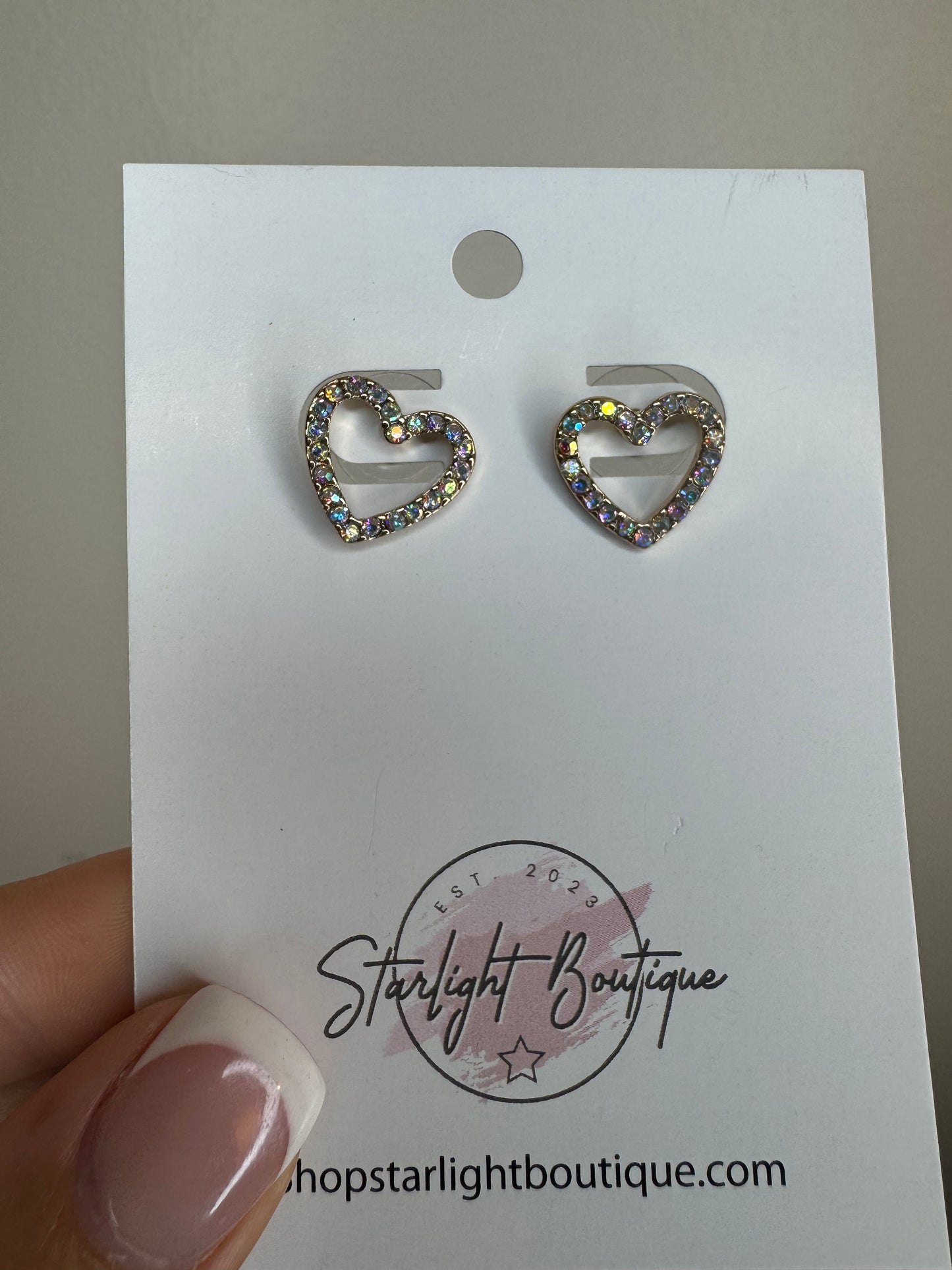 Iridescent Heart Studs