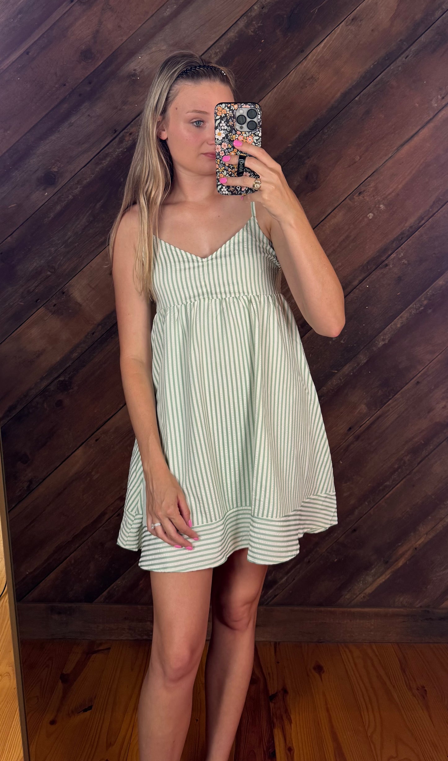 Miranda Sage Striped Mini Dress