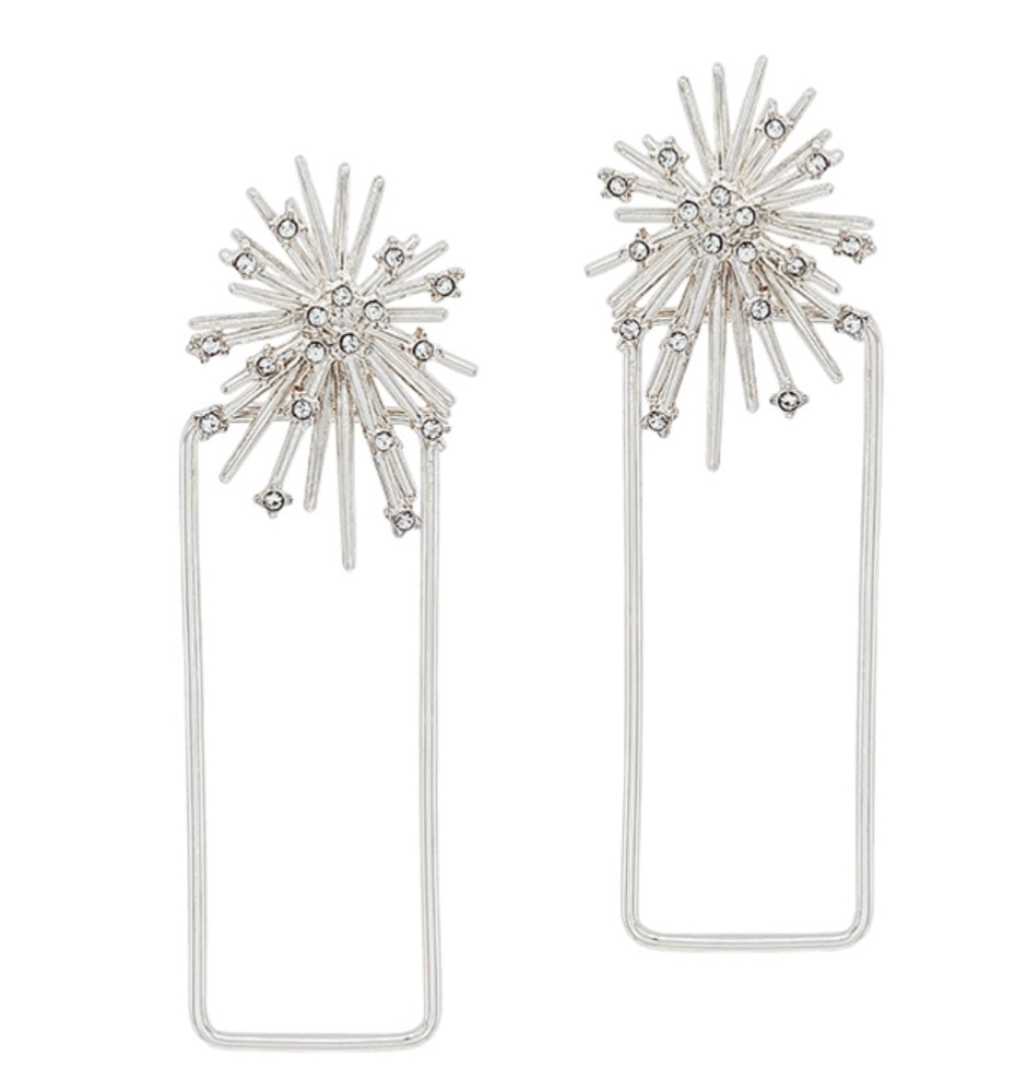 Silver Firework Earrings with Hoop
