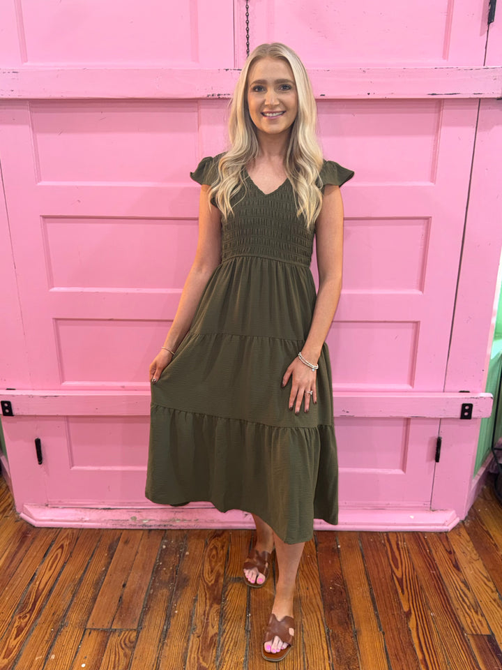 Name Of The Game Dress Olive Dress