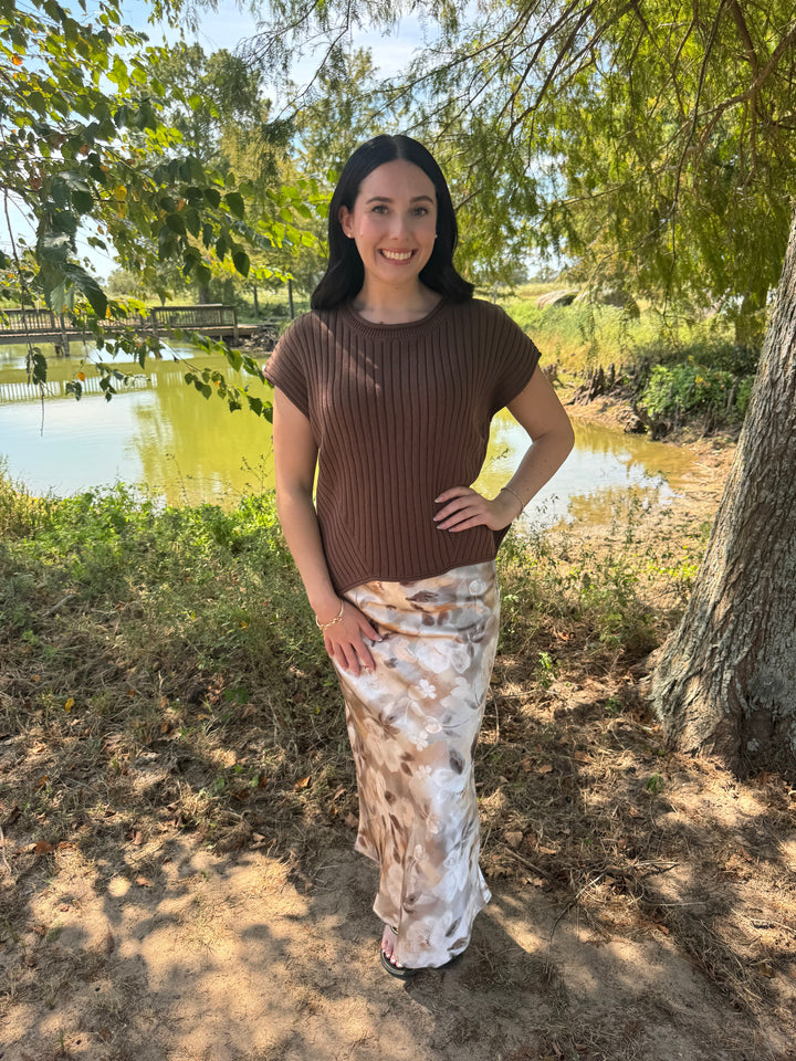 Claire Grey Floral Midi Skirt
