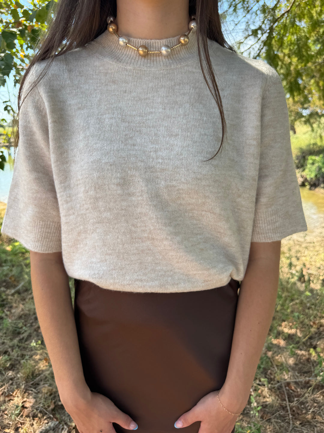 Elsie Brown Satin Midi Skirt