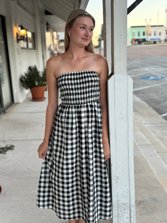 Rory Strapless Gingham Dress