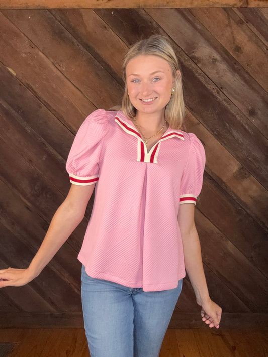 Devan Textured Puff Sleeve Top