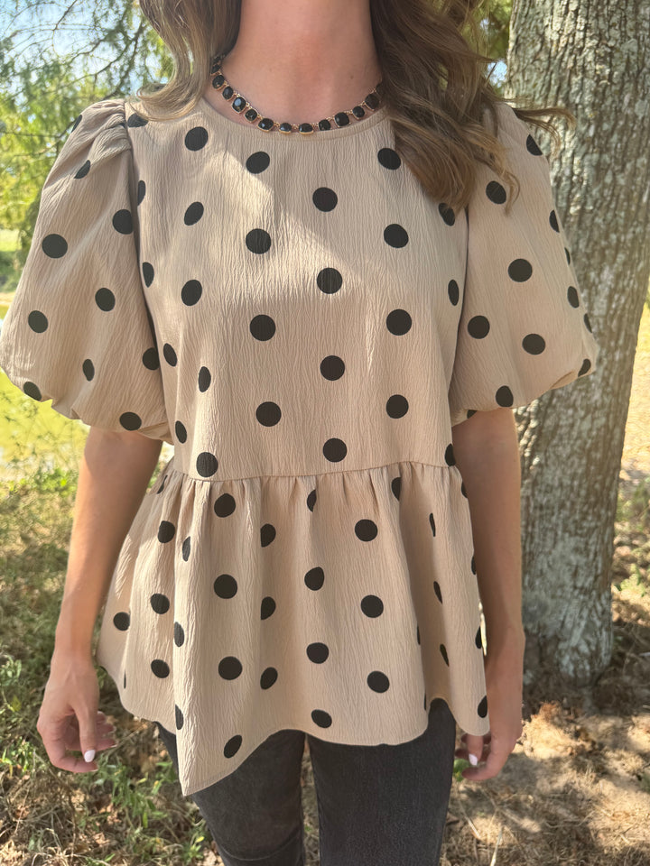 Blake Cream Polka Dot Top
