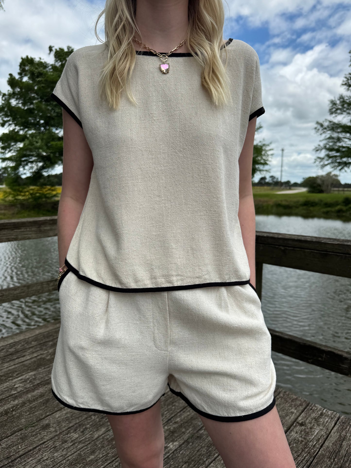 Lori Natural Linen Short Set