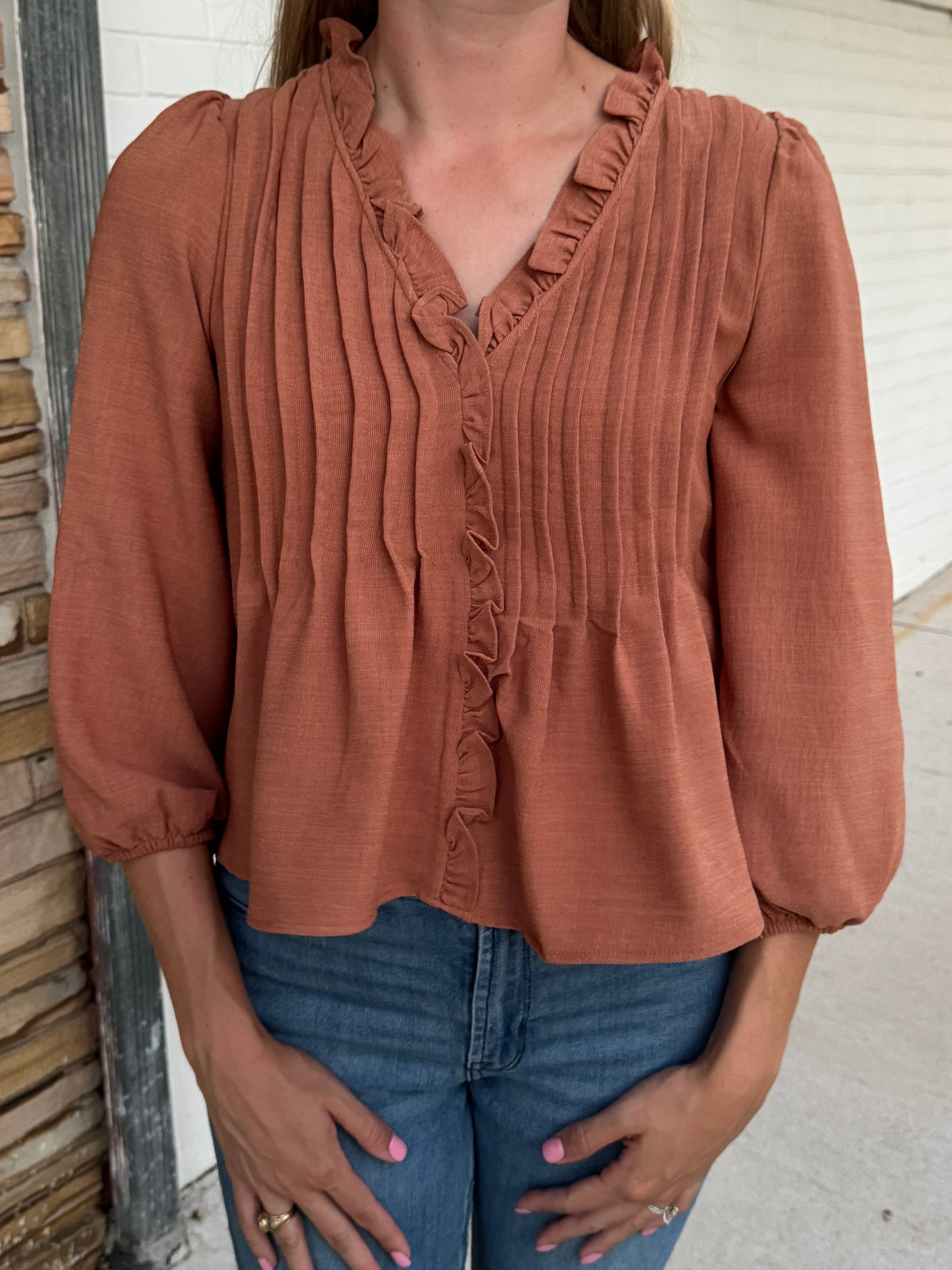 Kayla Rust 3/4 Sleeve Top