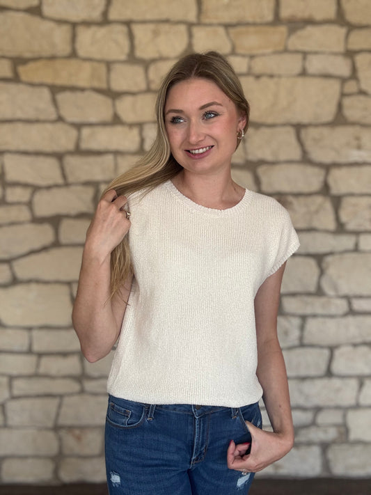 Tulle bow Sweater Shirt- Cream