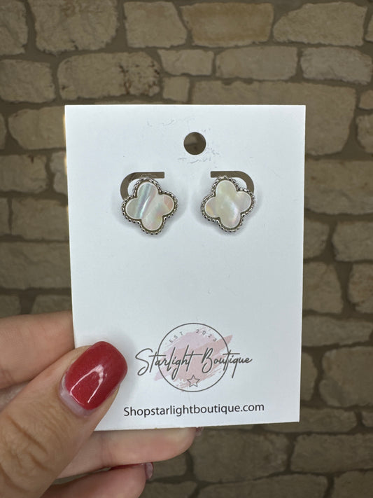 Silver Clover Studs