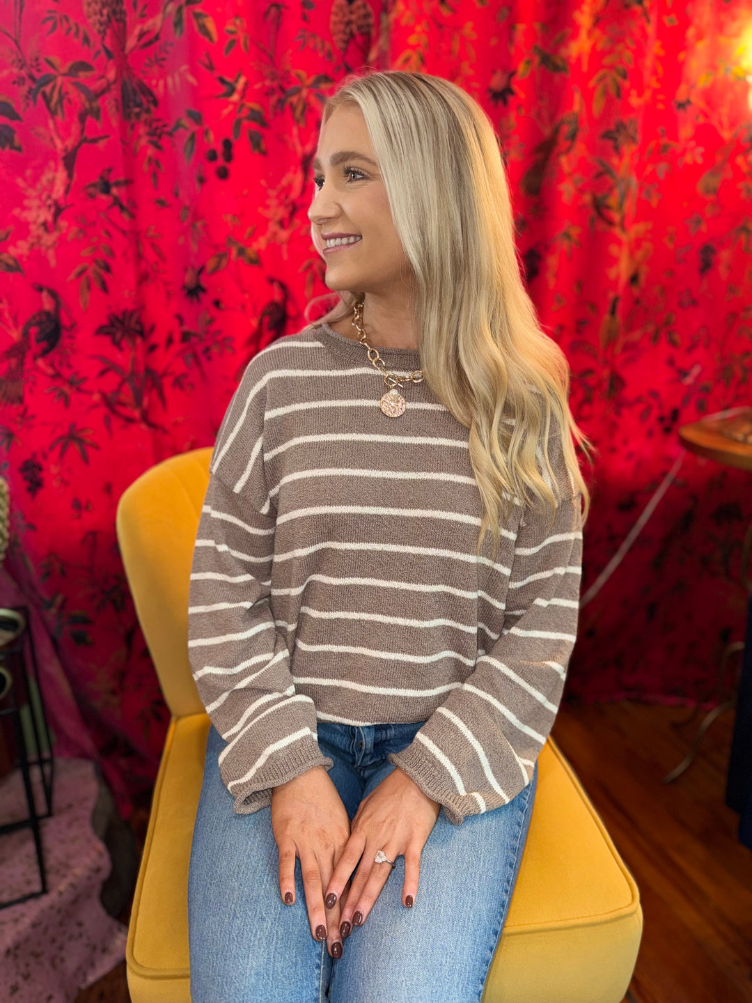Brooke Striped Brown Sweater