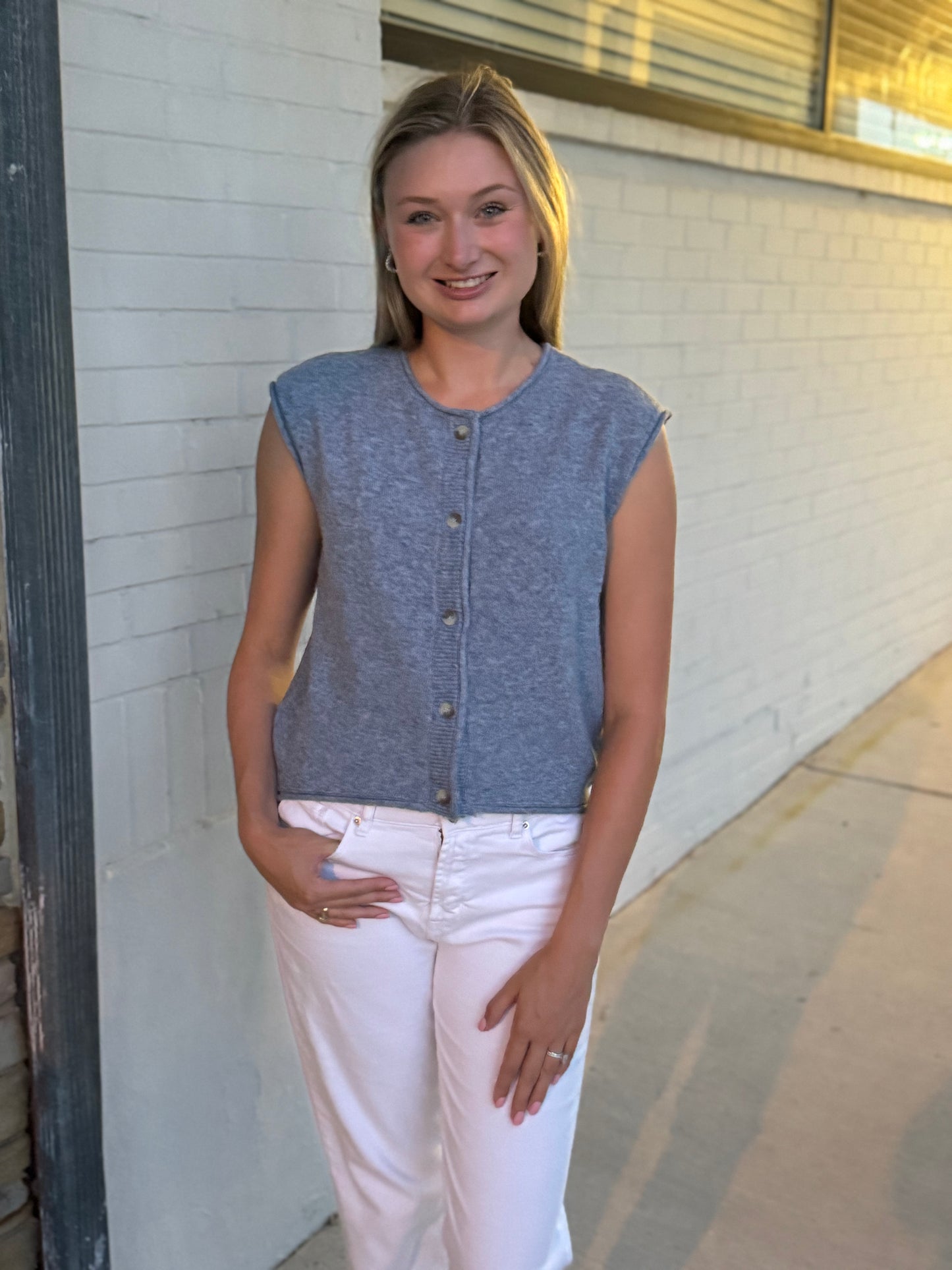 Melinda Dusty Blue Sweater Shirt