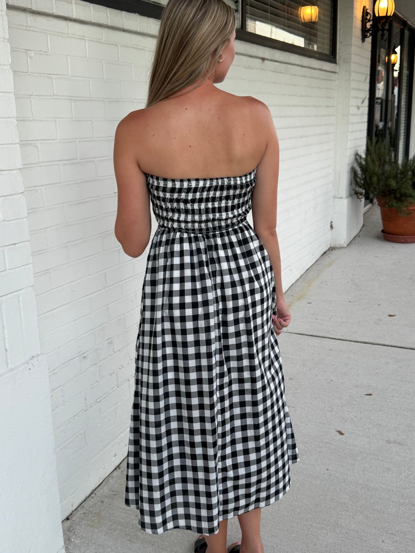 Rory Strapless Gingham Dress